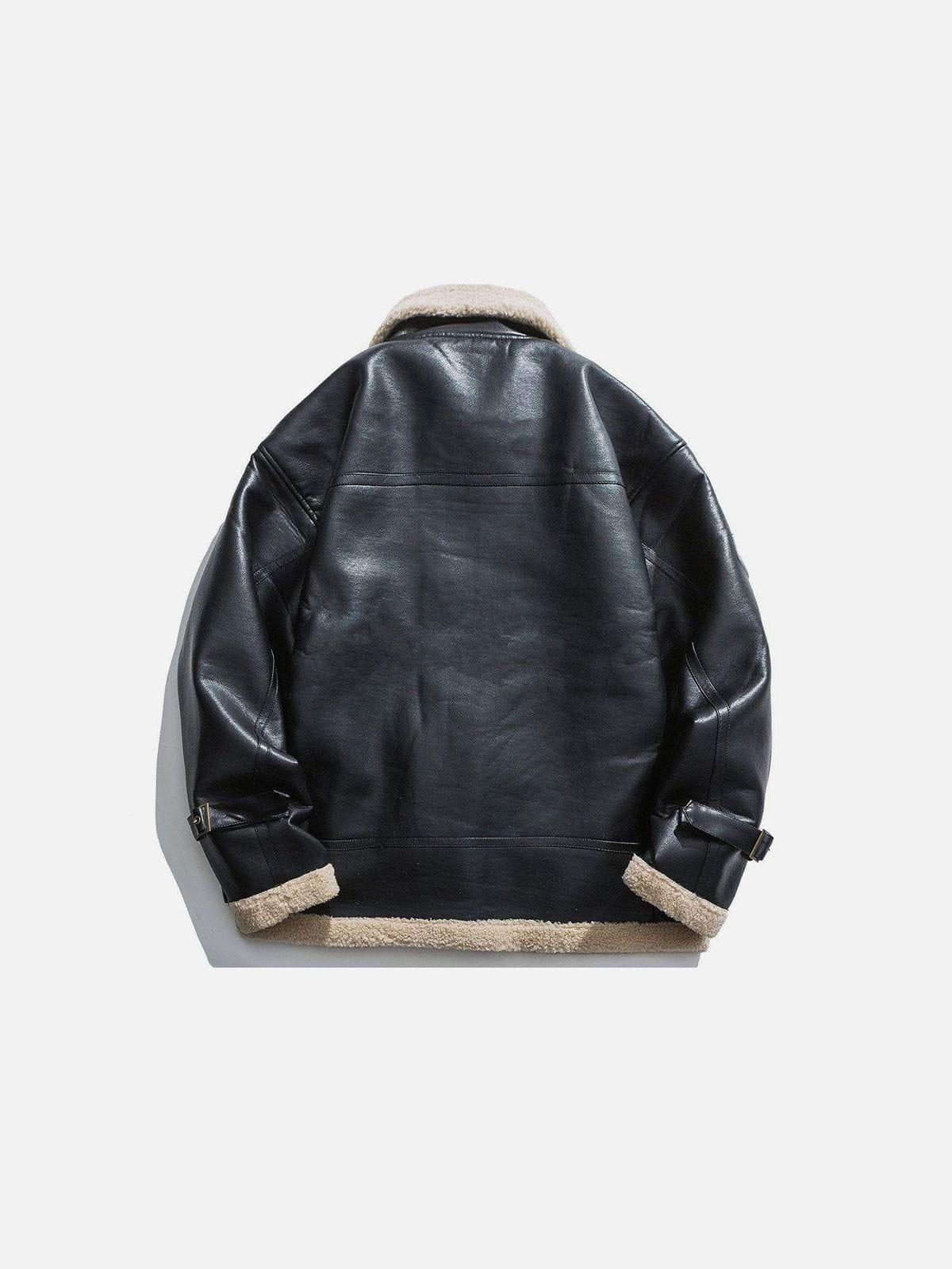 Aelfric Eden Zipper Lapel PU Borg Jacket Product Image