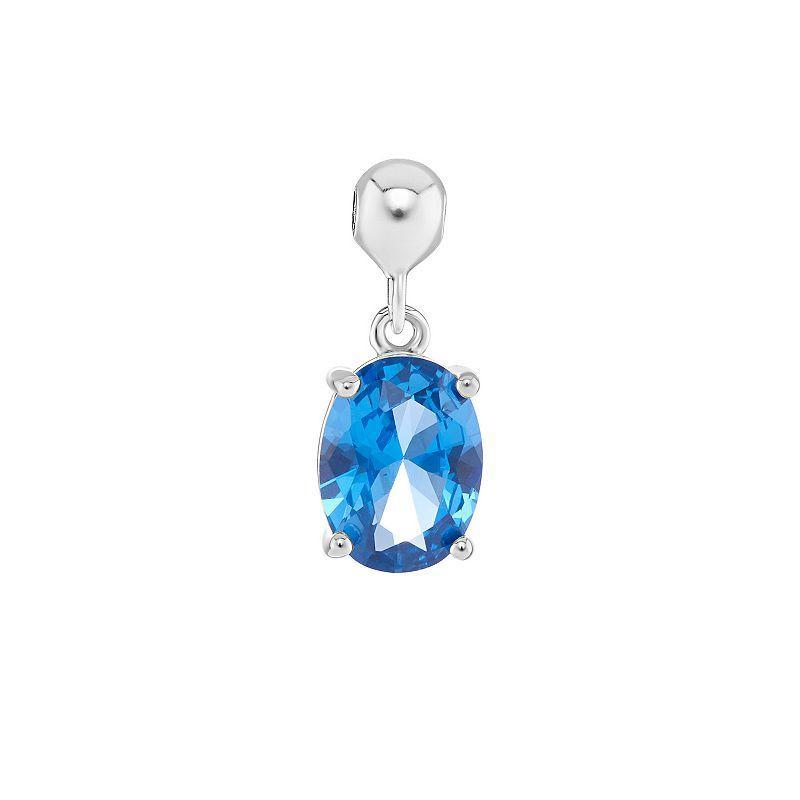 PRIMROSE Sterling Silver Oval Cubic Zirconia Sliding Charm, Womens, Sterling March Product Image