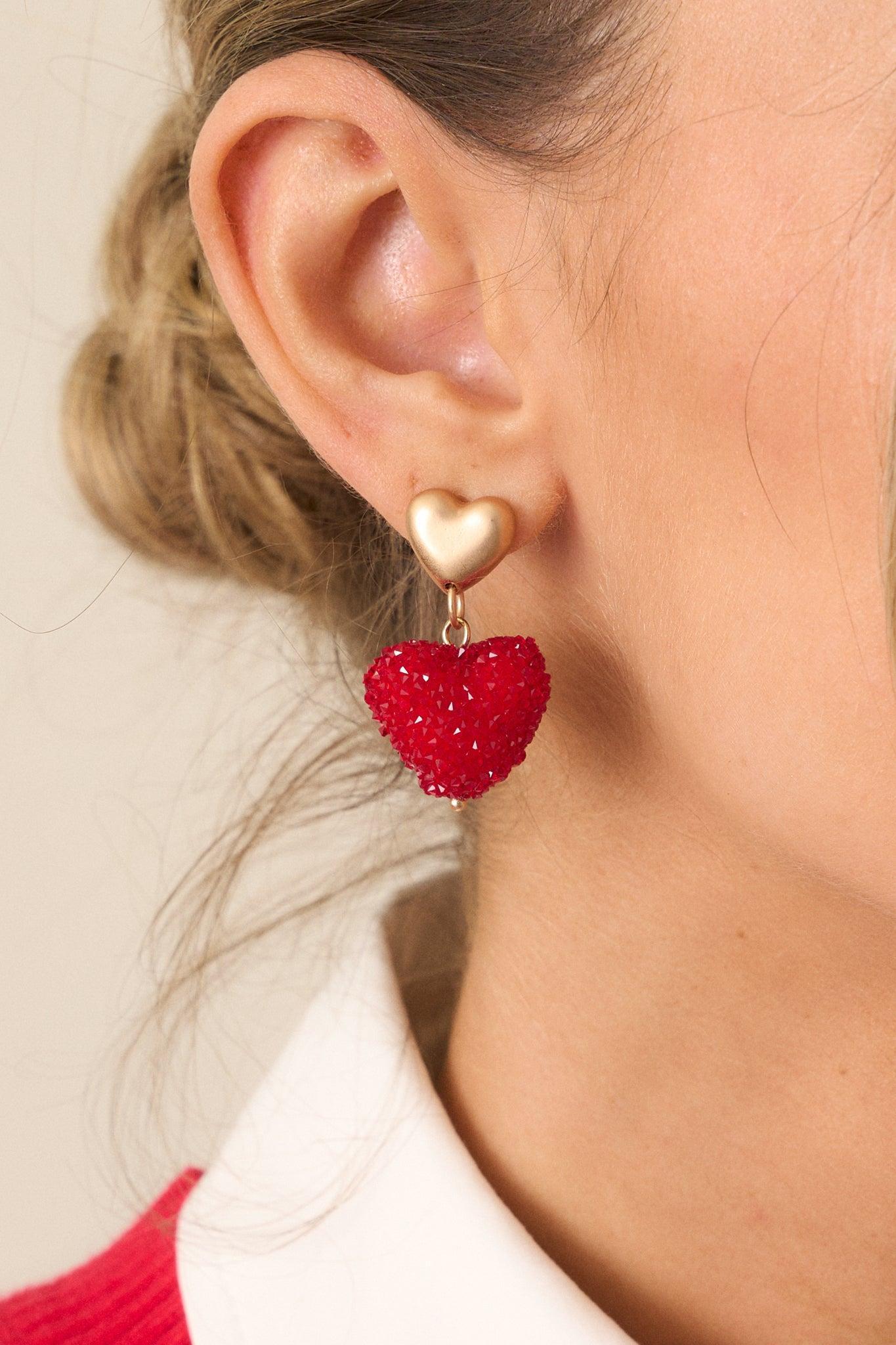 Sugar Coated Red Heart Dangle Earrings Product Image