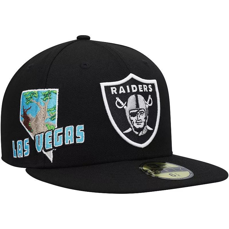 Men's New Era Black Las Vegas Raiders Stateview 59FIFTY Fitted Hat, Size: 7 3/4, Lvr Black Product Image