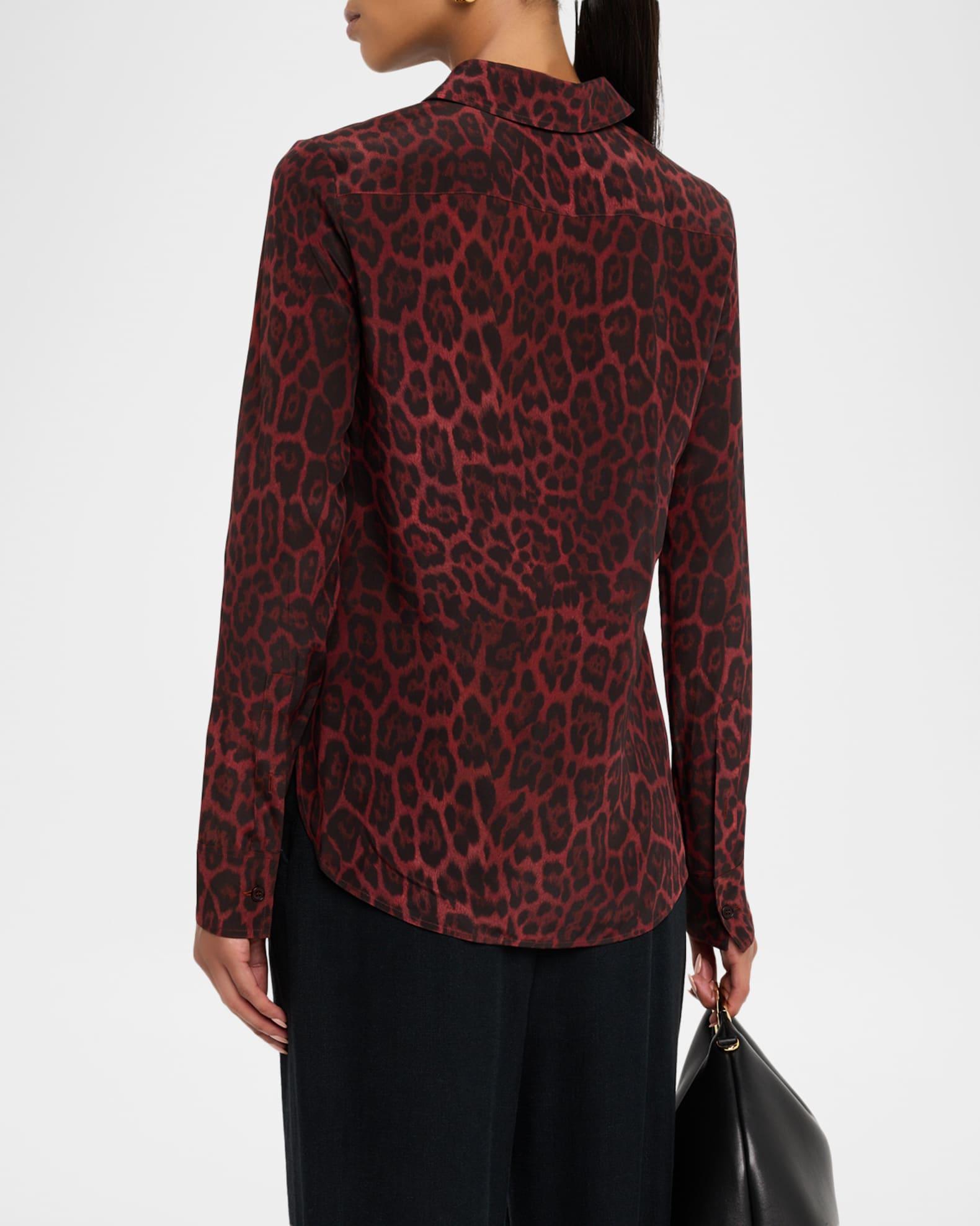 Leopard-Print Silk Button-Down Shirt Product Image