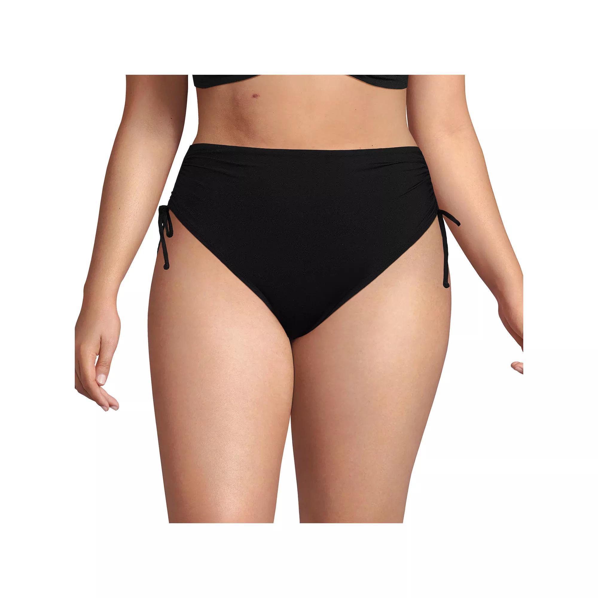 Plus Size Lands' End Size High Waisted Adjustable Bikini Bottoms, Women's, Size: 20 W, Black Product Image