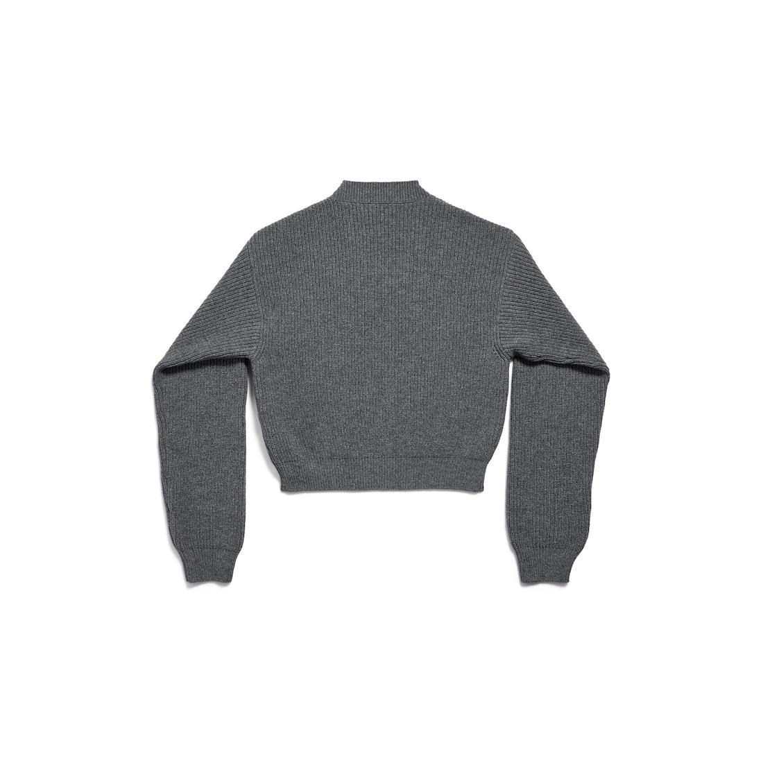 Women's Patch Cropped Sweater in Grey Product Image