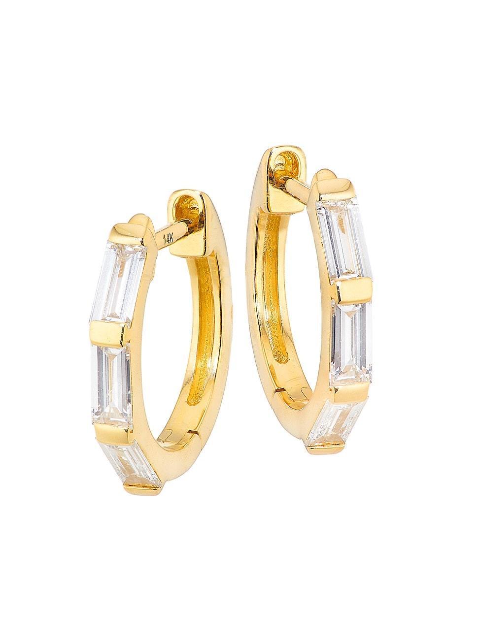 Womens 14K Yellow Gold & 0.52 TCW Diamond Huggie Hoop Earrings Product Image