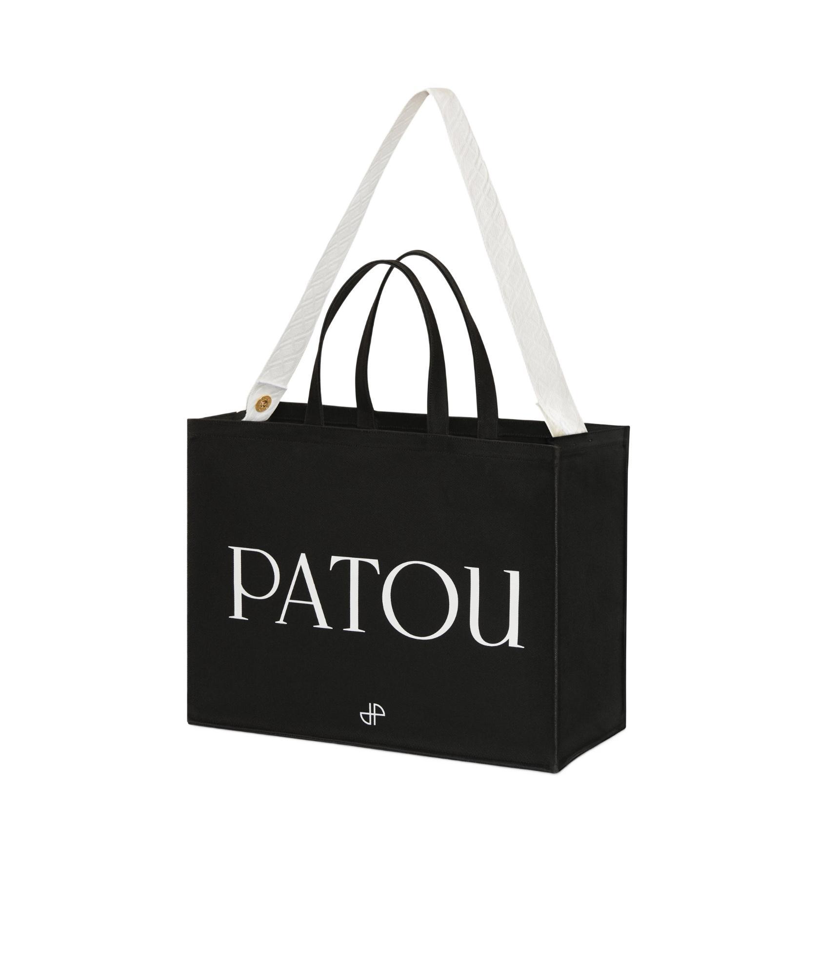 PATOU Logo-embroidered Canvas Tote Bag In Black Product Image