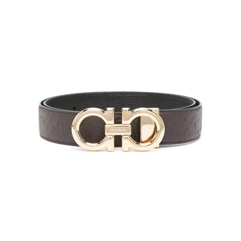 FERRAGAMO Belt With Logo Motif In Brown Product Image