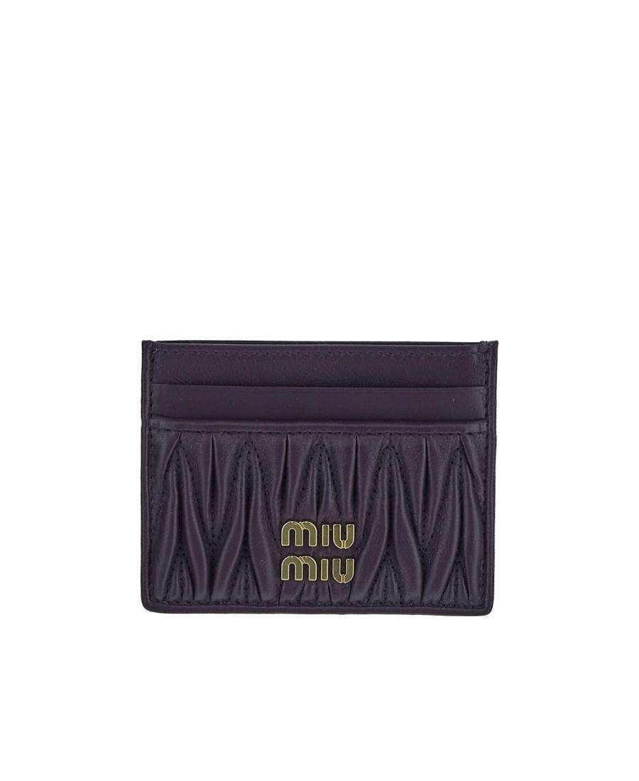 MIU MIU Logo-plaque Matelassé Cardholder In Black Product Image