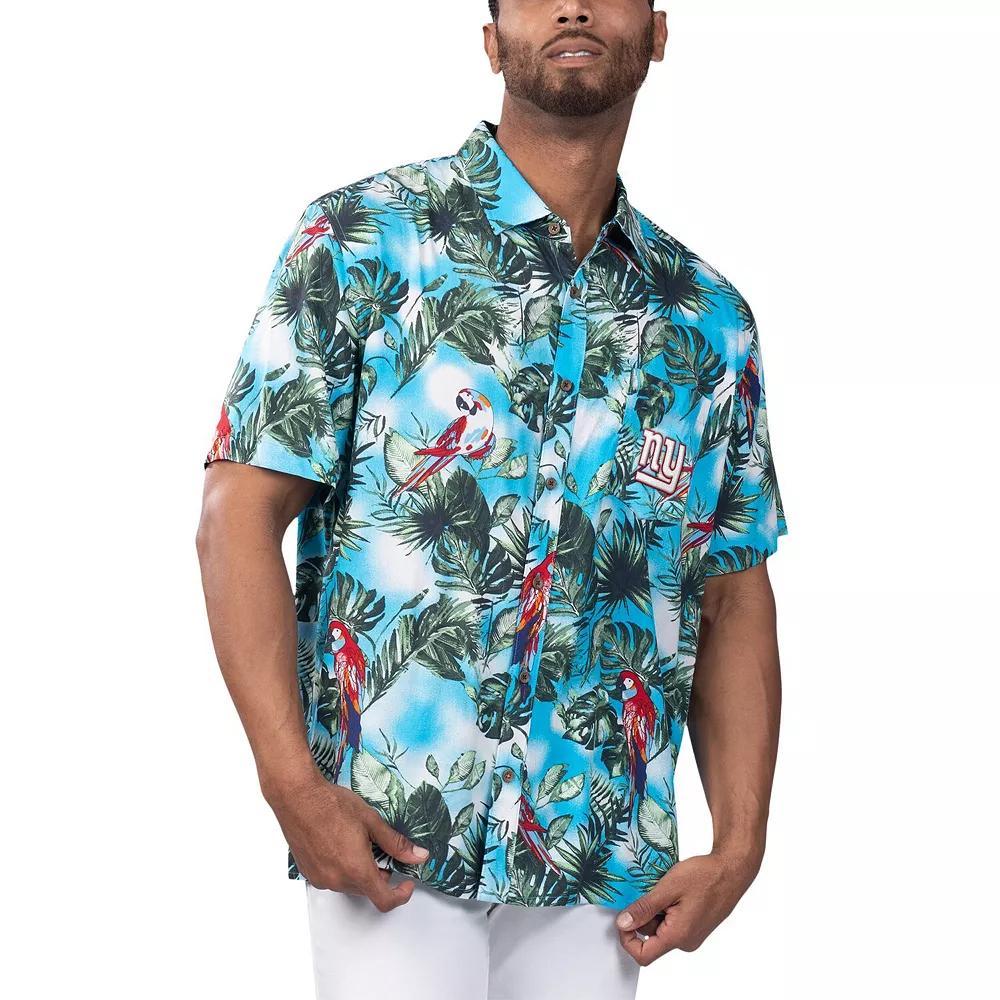 Men's Margaritaville Light Blue New York Giants Jungle Parrot Party Button-Up Shirt,  Product Image