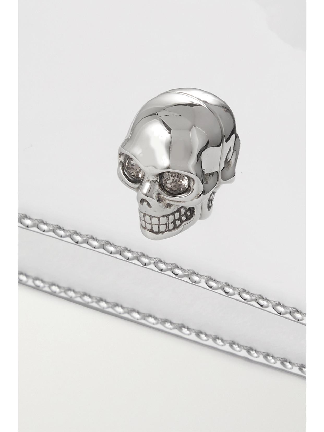 ALEXANDER MCQUEEN Skull Small Mirrored-leather Shoulder Bag In Silver Product Image