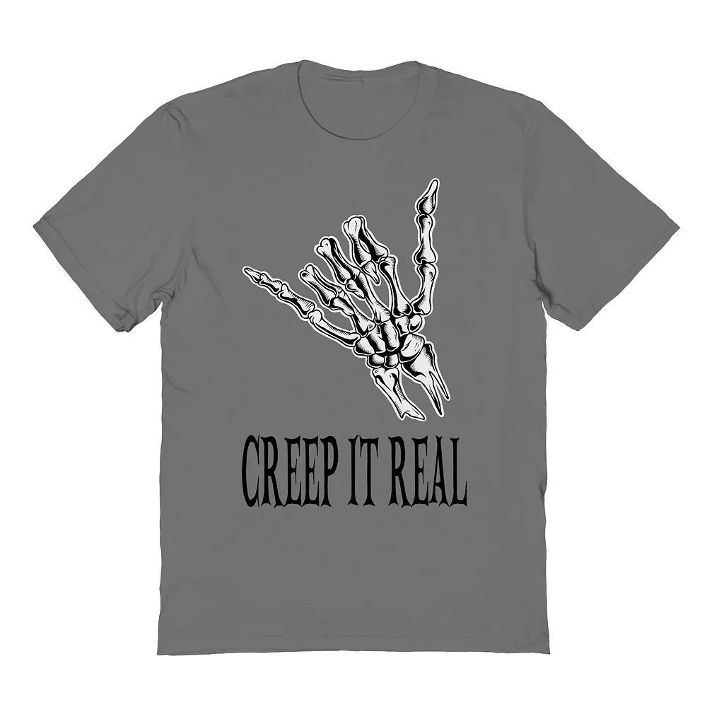 Men's Creep it Real Hand Halloween Graphic Tee, Size: Medium, Grey Product Image