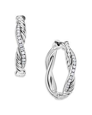 Petite Infinity Hoop Earrings in Silver with Diamonds, 4mm, 0.68L Product Image