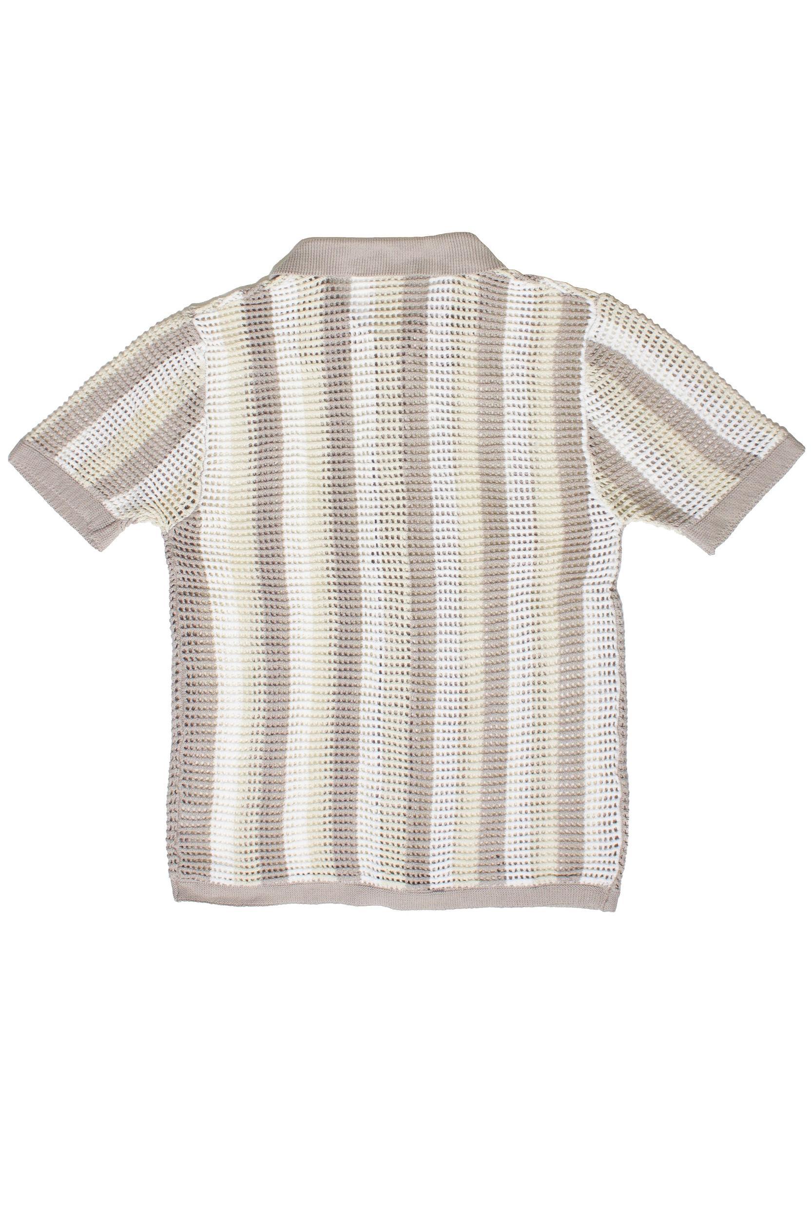 Striped Knit Mesh Button Up Shirt Product Image