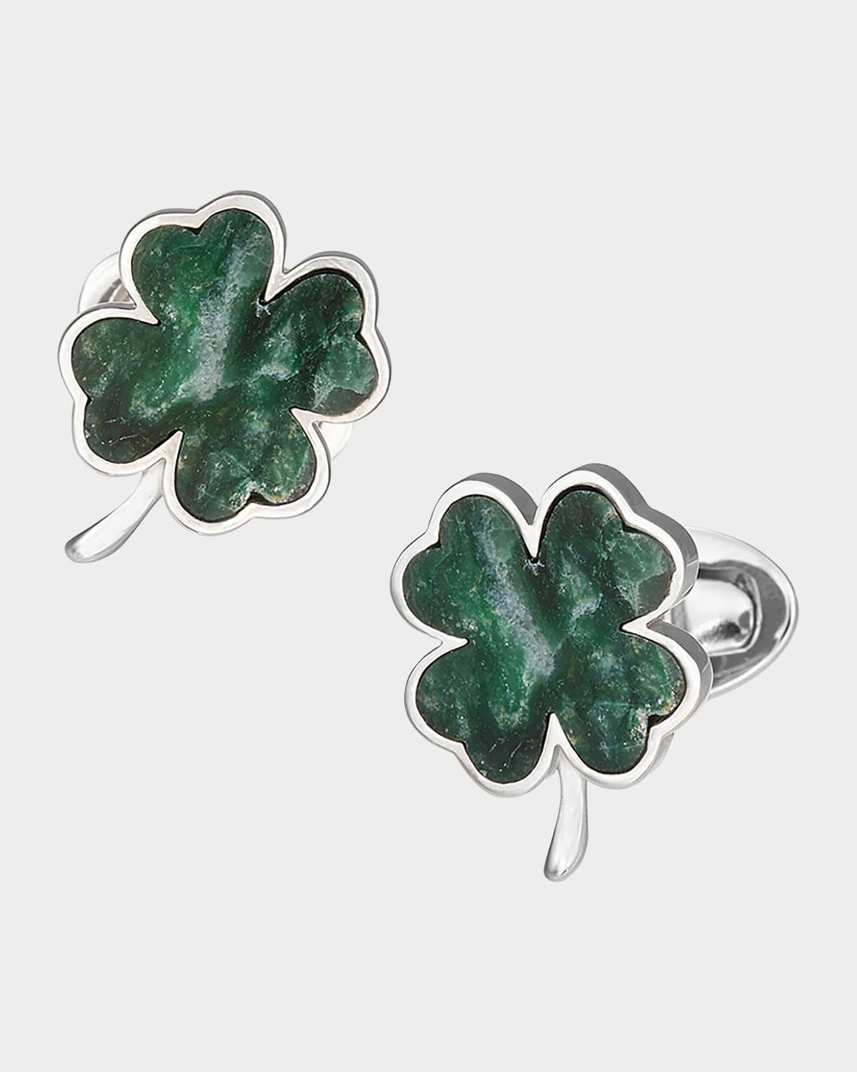 Green Onyx Clover Cuff Links Product Image