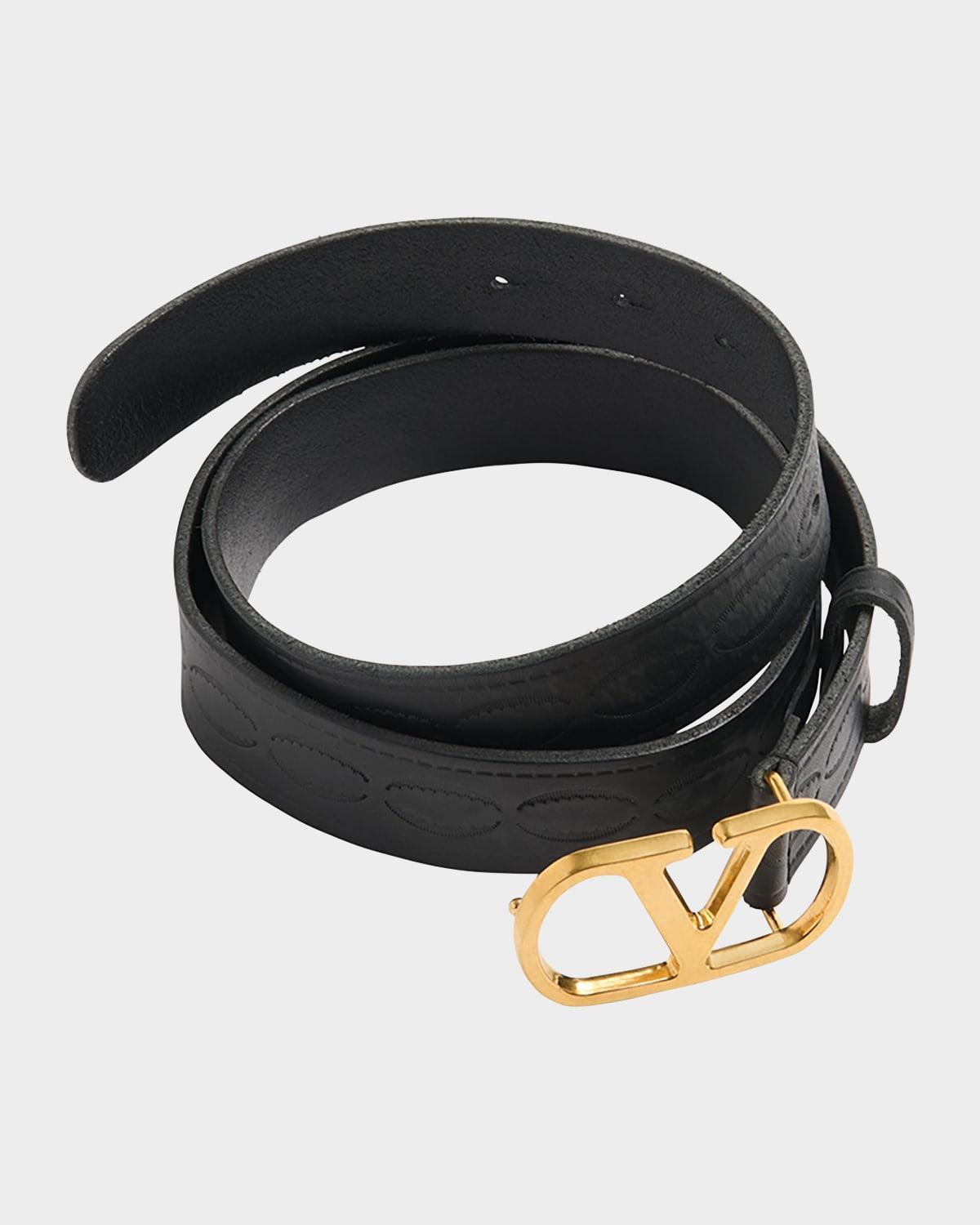 Men's Leather V Logo Buckle Belt Product Image