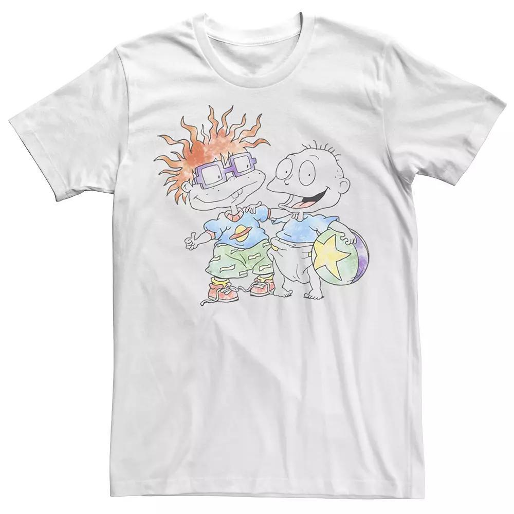 Men's Rugrats Tommy Chuckie Watercolor Tee, Size: Medium, White Product Image
