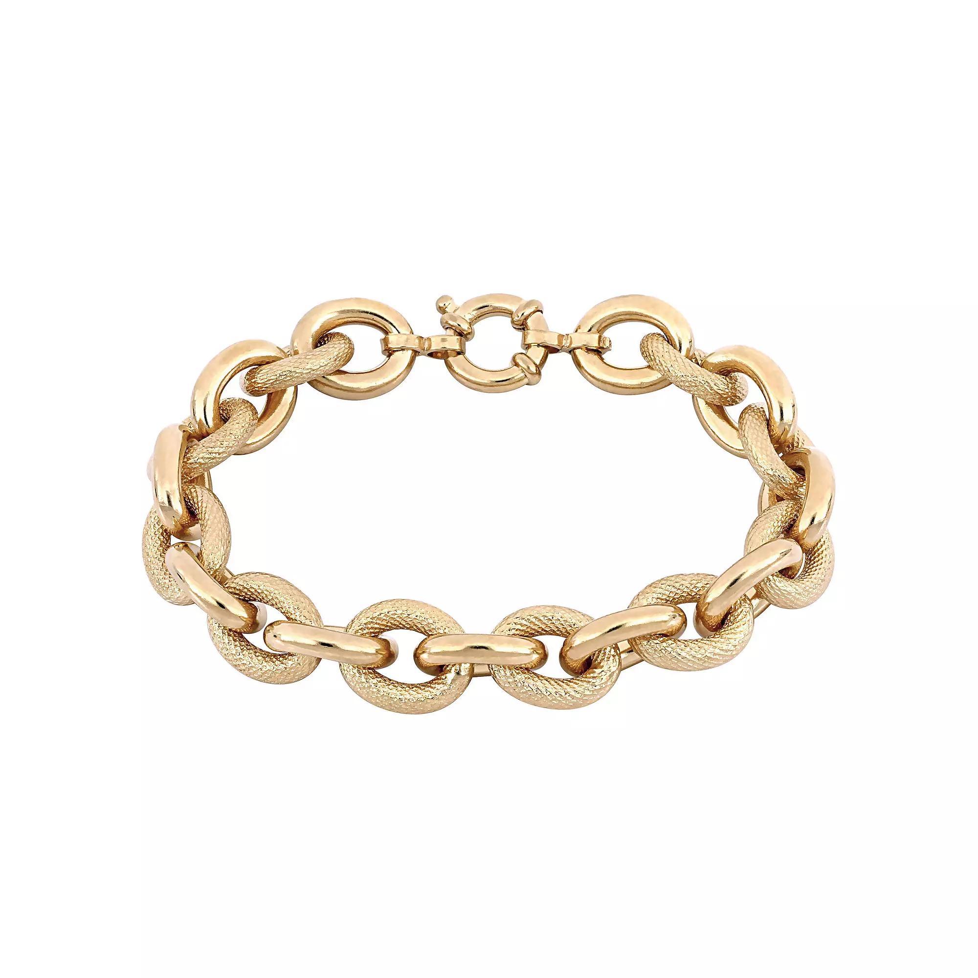 Stella Grace 18k Gold Over Silver Oval Link Bracelet, Women's, Size: 8", Gold Tone Product Image