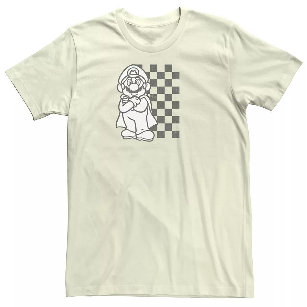 Men's Nintendo Mario Kart Checkered Backdrop Portrait Tee, Size: Medium, Natural Product Image