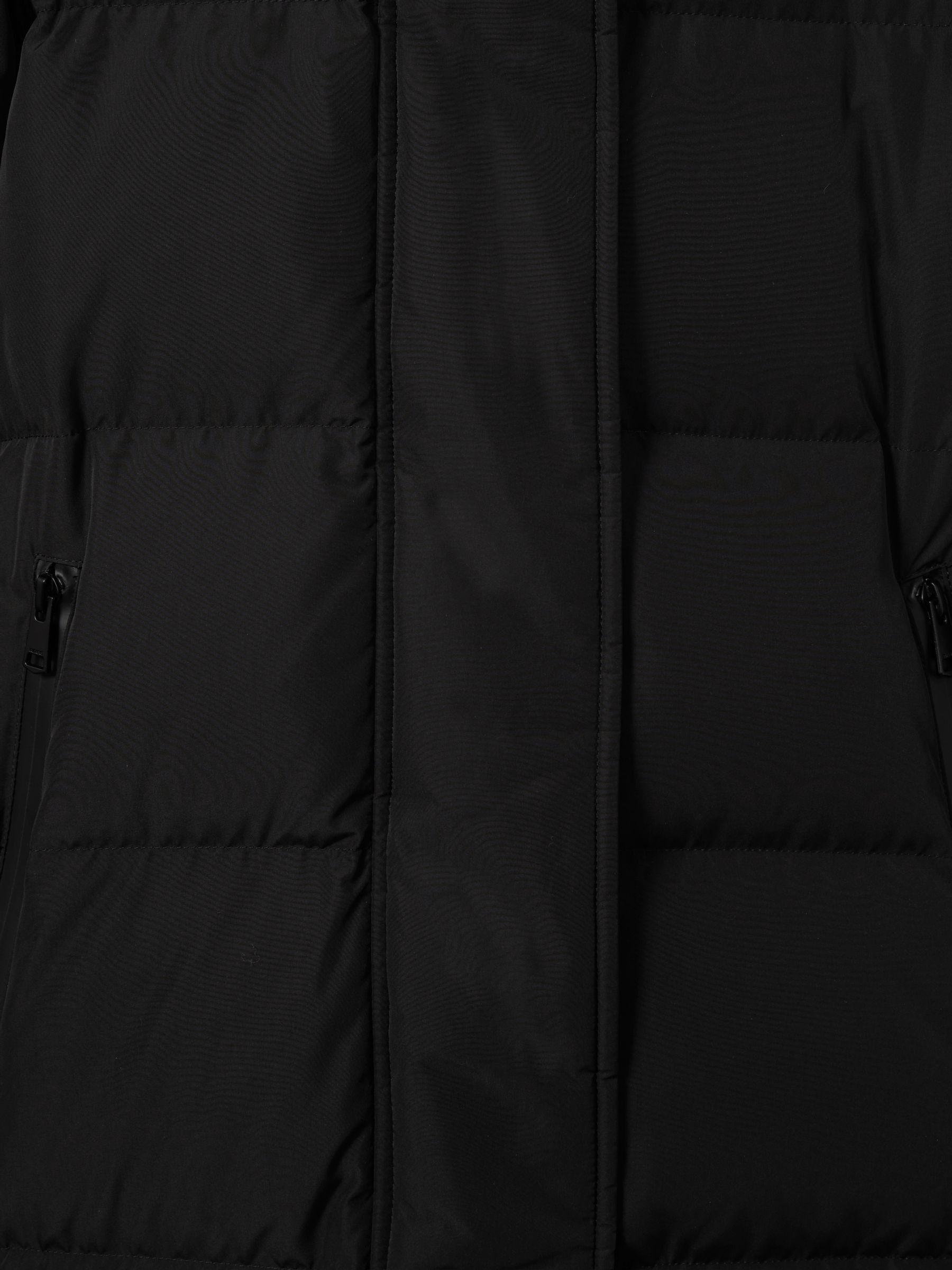 Petite Longline Hooded Puffer Coat in Black Product Image