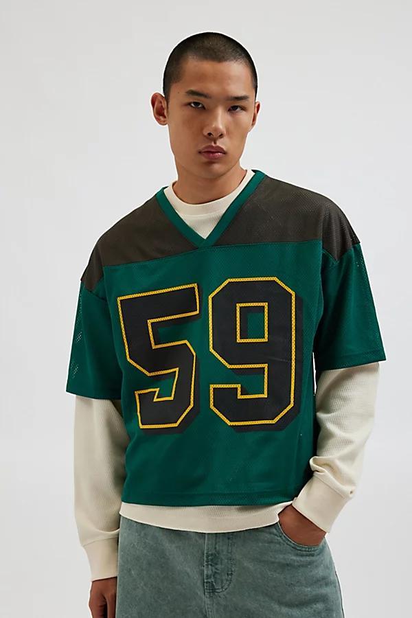 Urban Outfitters UO Mesh Football Jersey V-Neck Tee Mens at Urban Outfitters Product Image