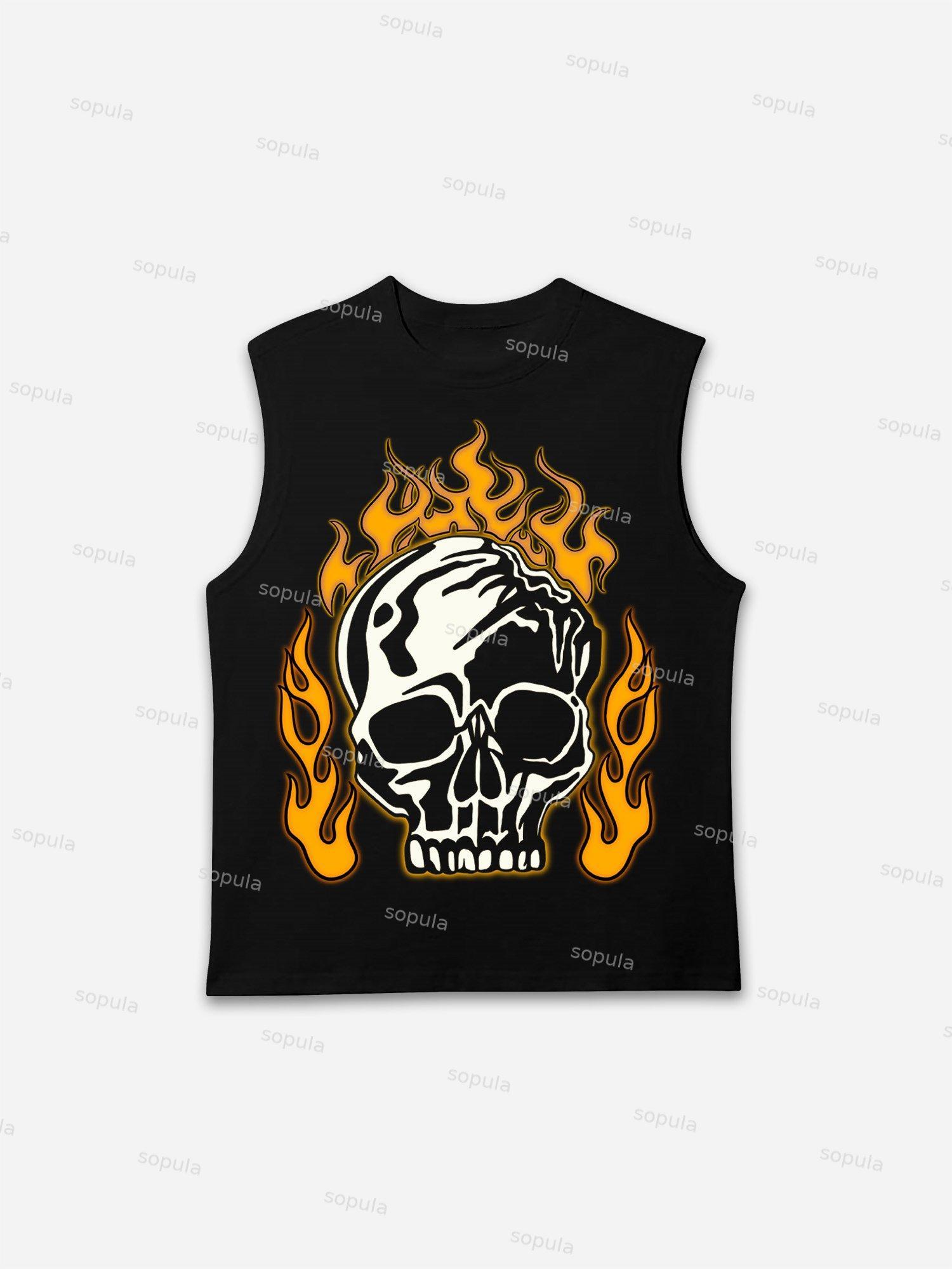 Men's Flaming Skull Graphic Tank Top Product Image