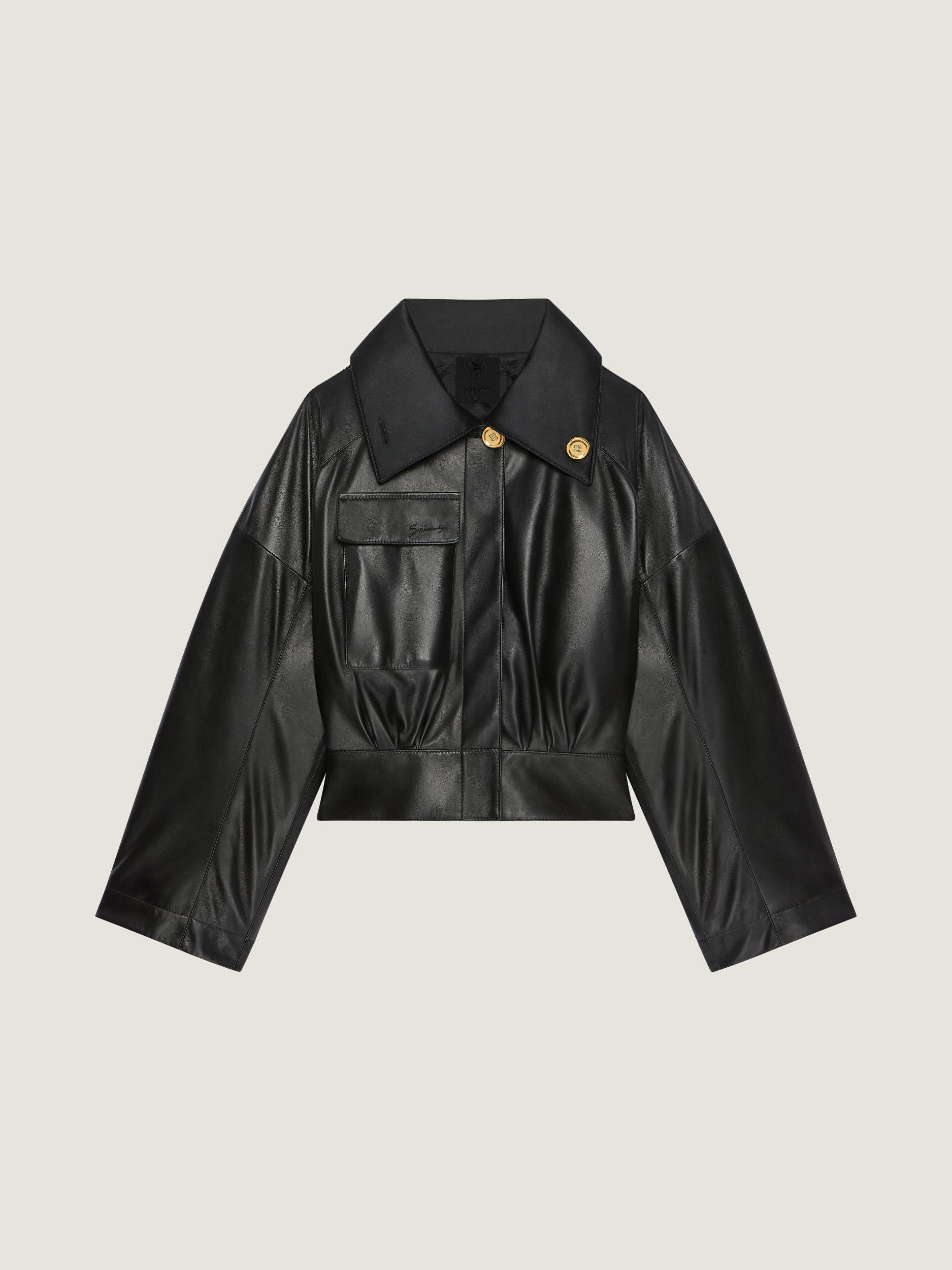 Jacket in nappa leather with adjustable collar Product Image