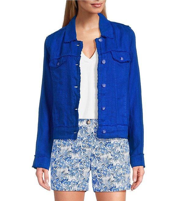 Tommy Bahama Two Palm Raw Edge Point Collar Long Sleeve Button Front Jacket Product Image