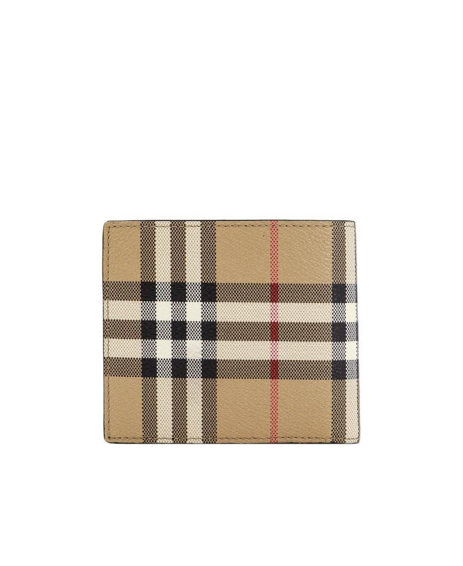 BURBERRY Vintage Check Bifold Leather Wallet In Green Product Image