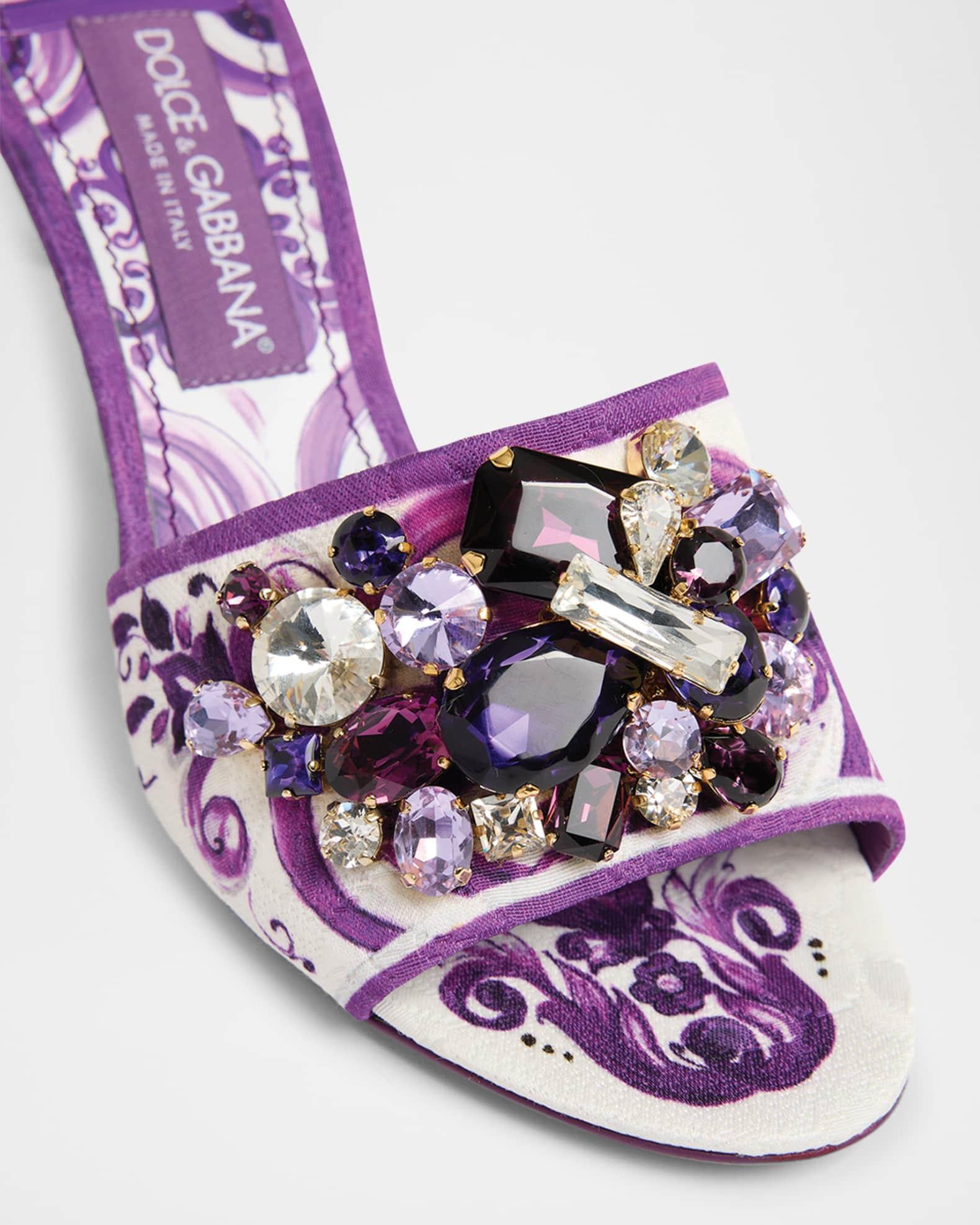 Maiolica Jeweled Printed Slide Sandals Product Image