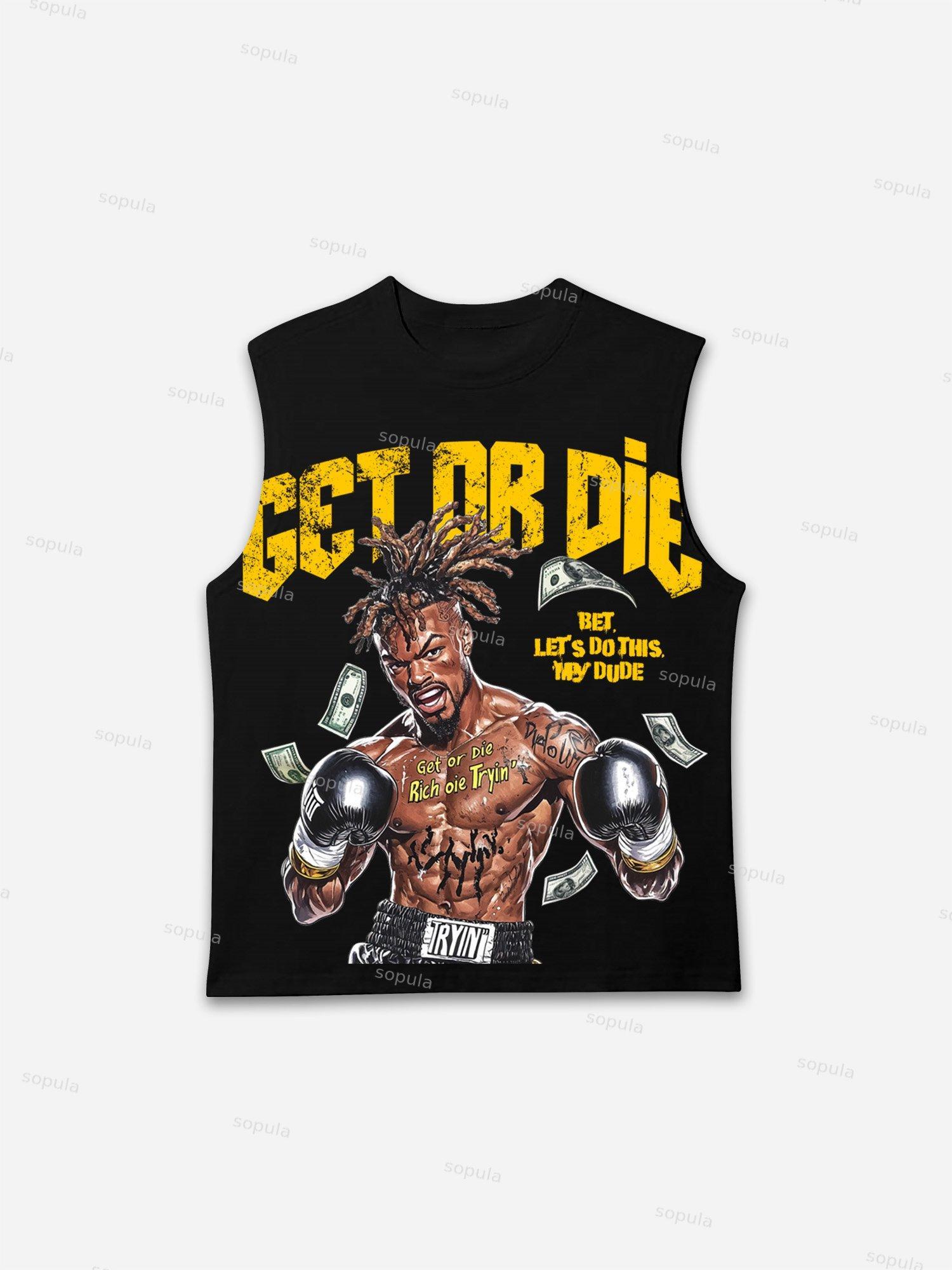 Get Or Die Vintage Boxer Graphic Tank Top Product Image