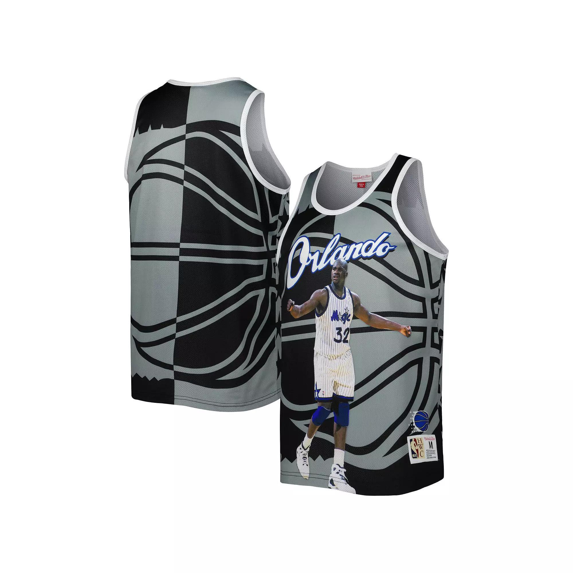 Men's Mitchell & Ness Shaquille O'Neal Black/Gray Orlando Magic Sublimated Player Tank Top, Size: Medium, Mag Black Product Image