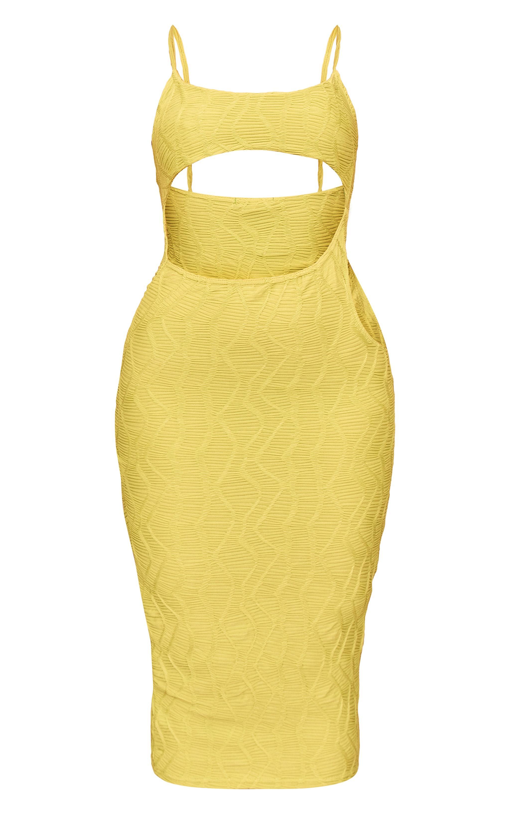 Lime Crinkled Strappy Cut Out Waist Midi Dress Product Image