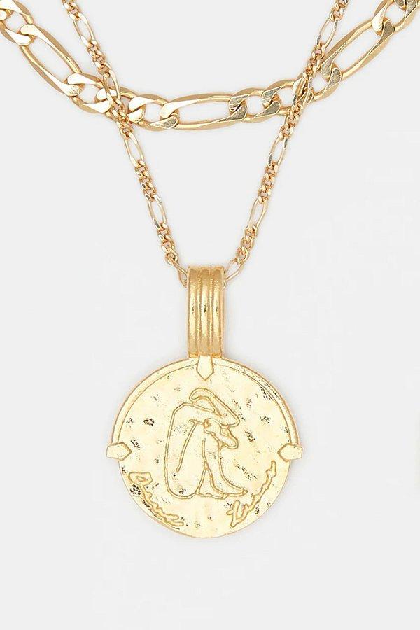 Deux Lions Jewelry Gold Sicilian Zodiac Layered Necklace Womens at Urban Outfitters Product Image