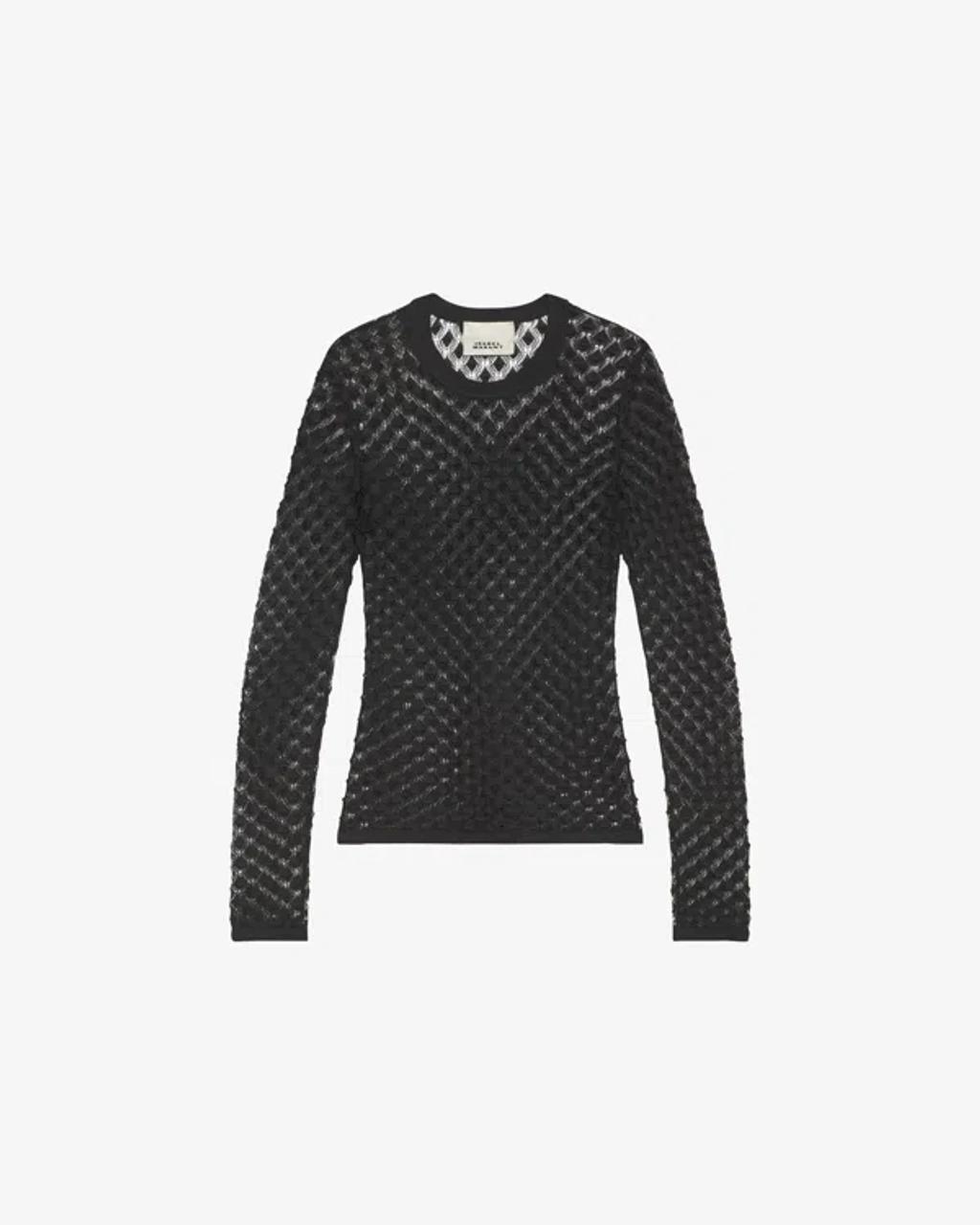 ISABEL MARANT Zavia Open Knit Crewneck Sweater In Black Product Image