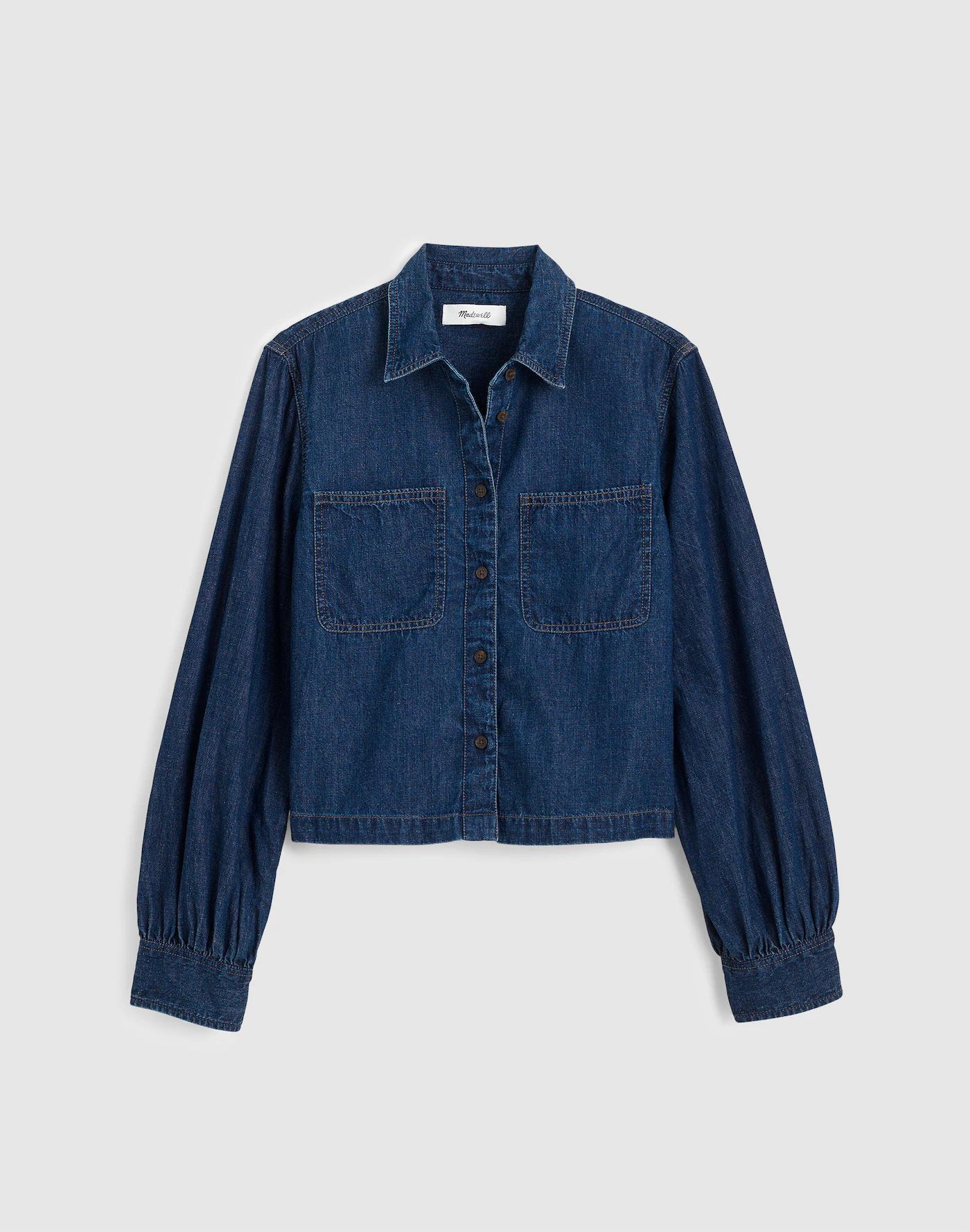 Denim Patch Pocket Button-Up Top Product Image