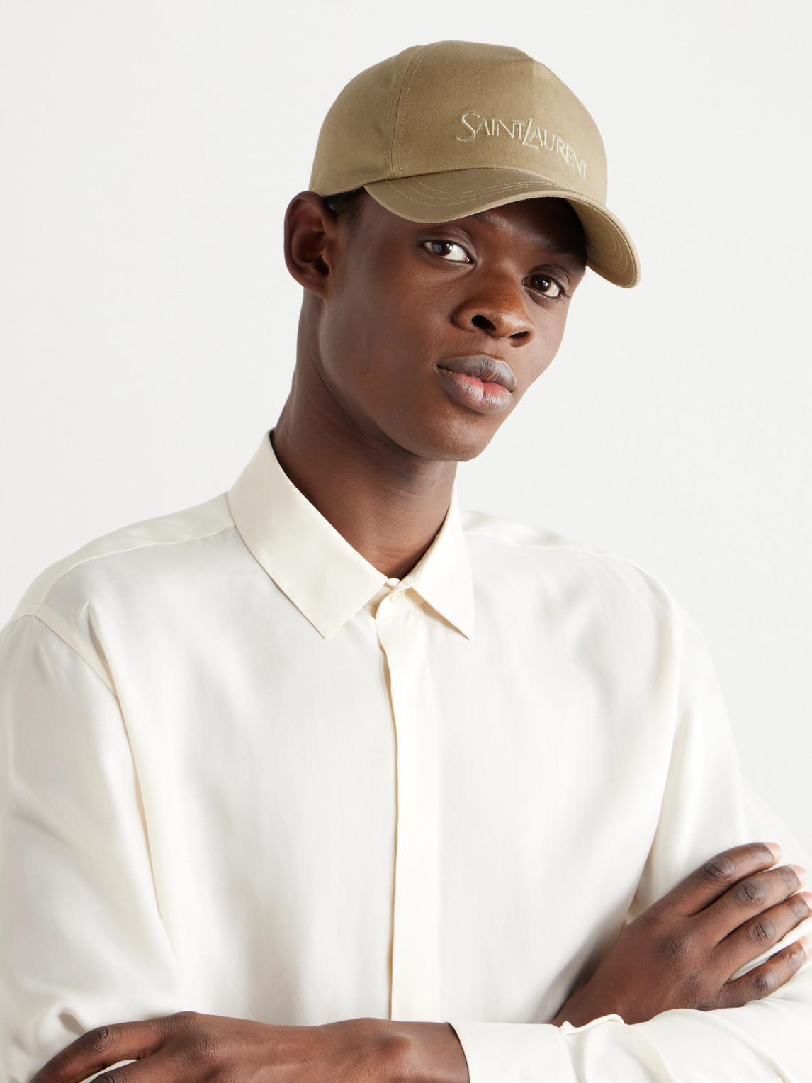 SAINT LAURENT Logo-embroidered Cotton And Linen-blend Gabardine Baseball Cap In Neutrals Product Image