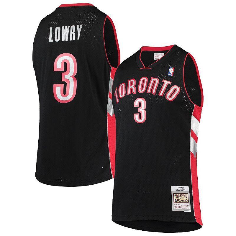 Men's Mitchell & Ness Kyle Lowry Black Toronto Raptors Hardwood Classics Swingman Jersey, Size: 3XL, Rpt Black Product Image