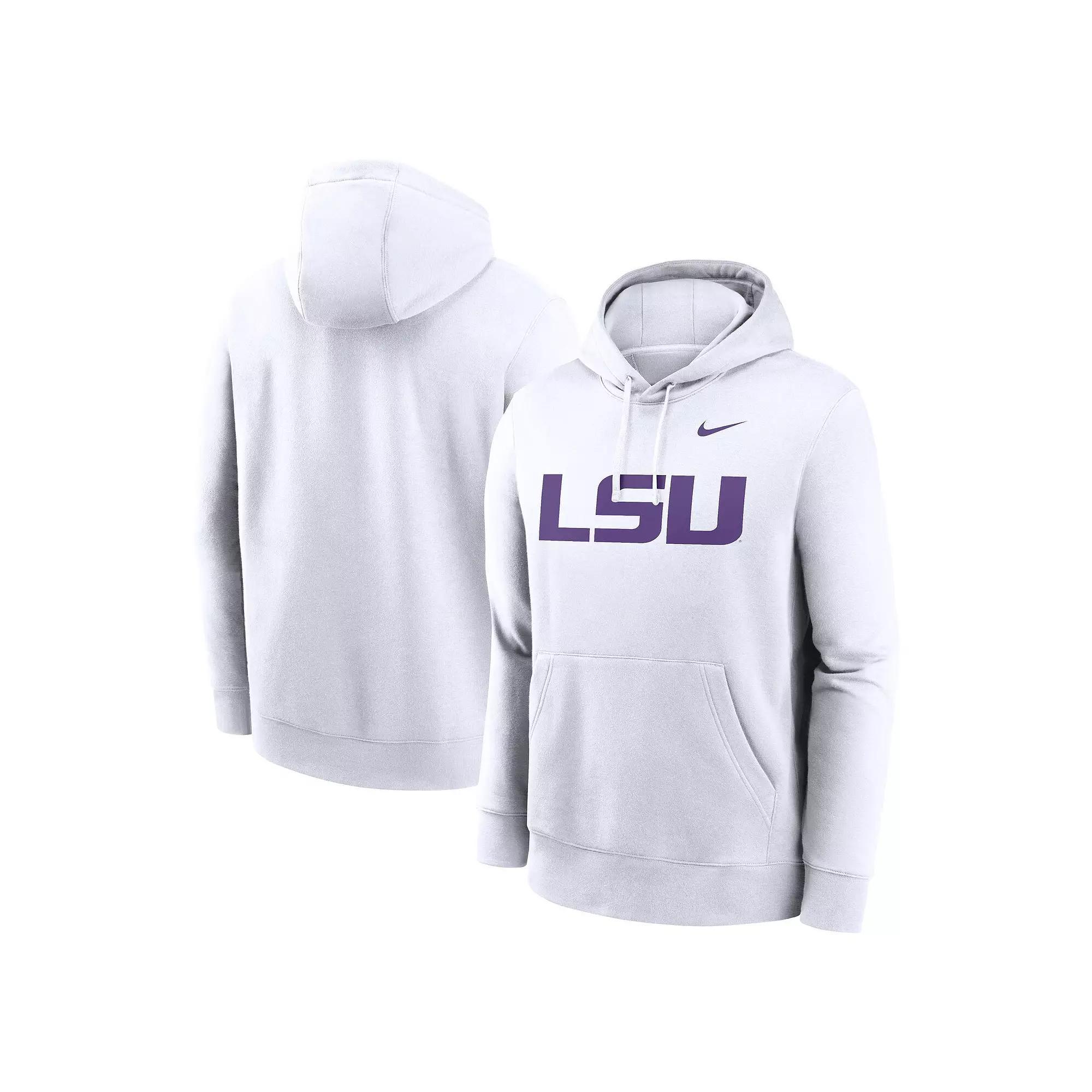 Men's Nike White LSU Tigers Primetime Evergreen Club Fleece Pullover Hoodie,  Product Image