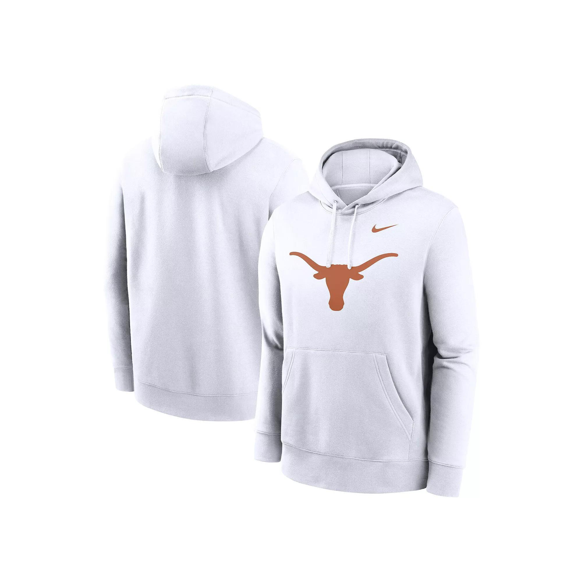 Men's Nike White Texas Longhorns Primetime Evergreen Club Fleece Pullover Hoodie, Size: Large Product Image