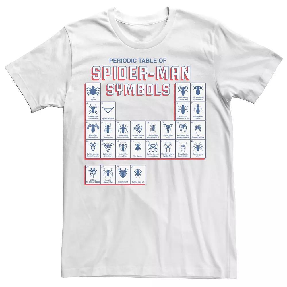 Men's Marvel Spider-Man Table Of Symbols Tee, Size: Small, White Product Image
