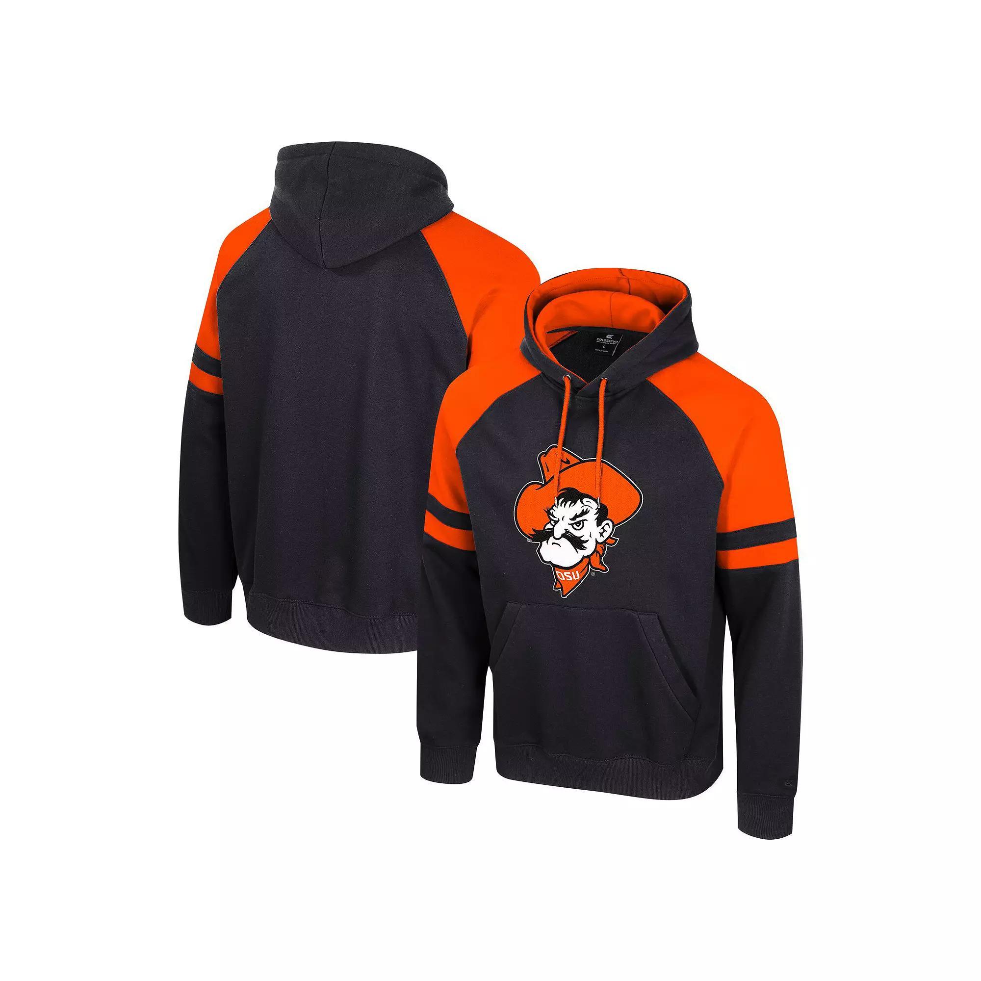 Men's Colosseum  Black Oklahoma State Cowboys Todd Raglan Pullover Hoodie, Size: Large Product Image