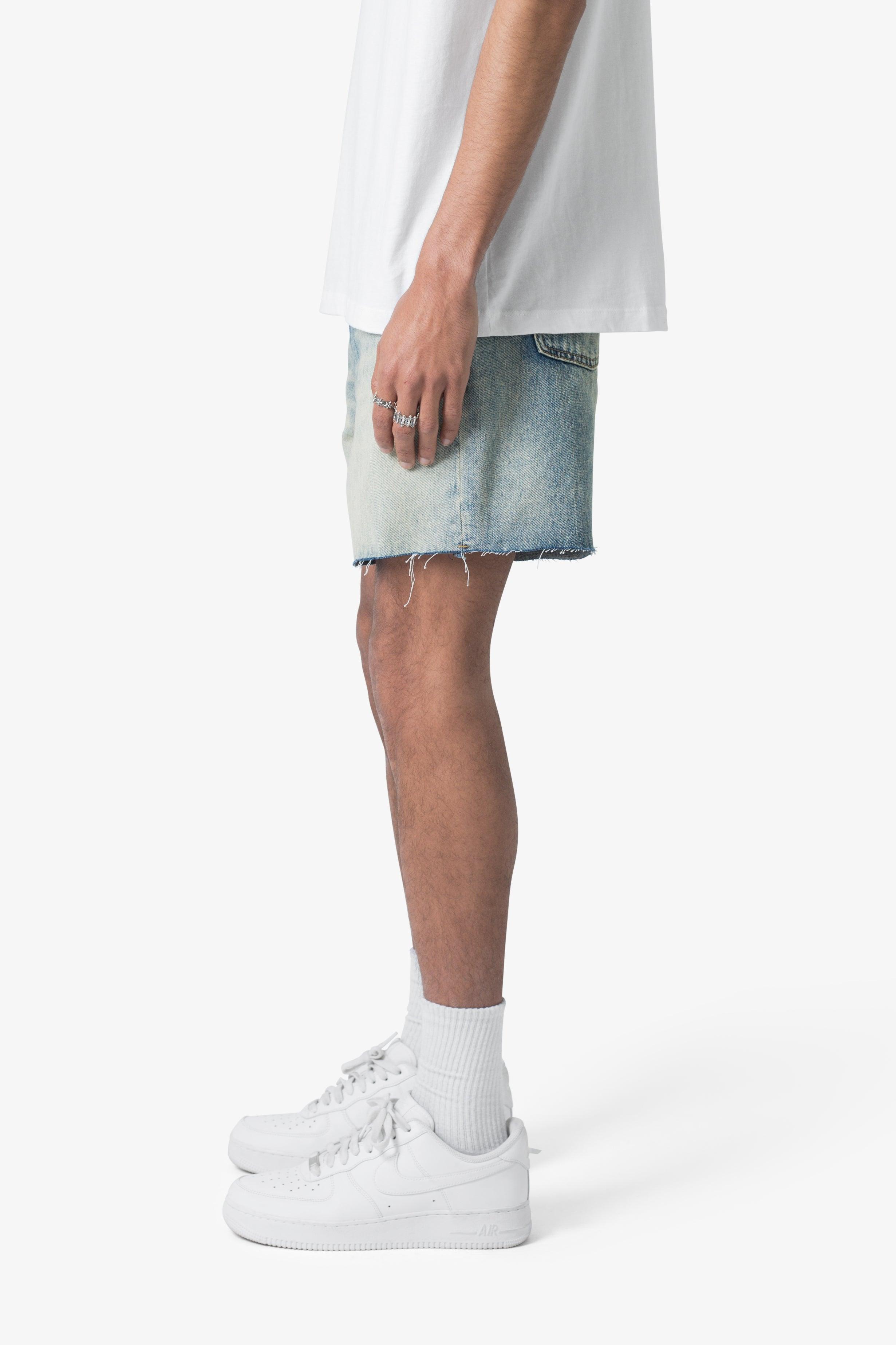 Cut Off Denim Shorts - Blue Product Image