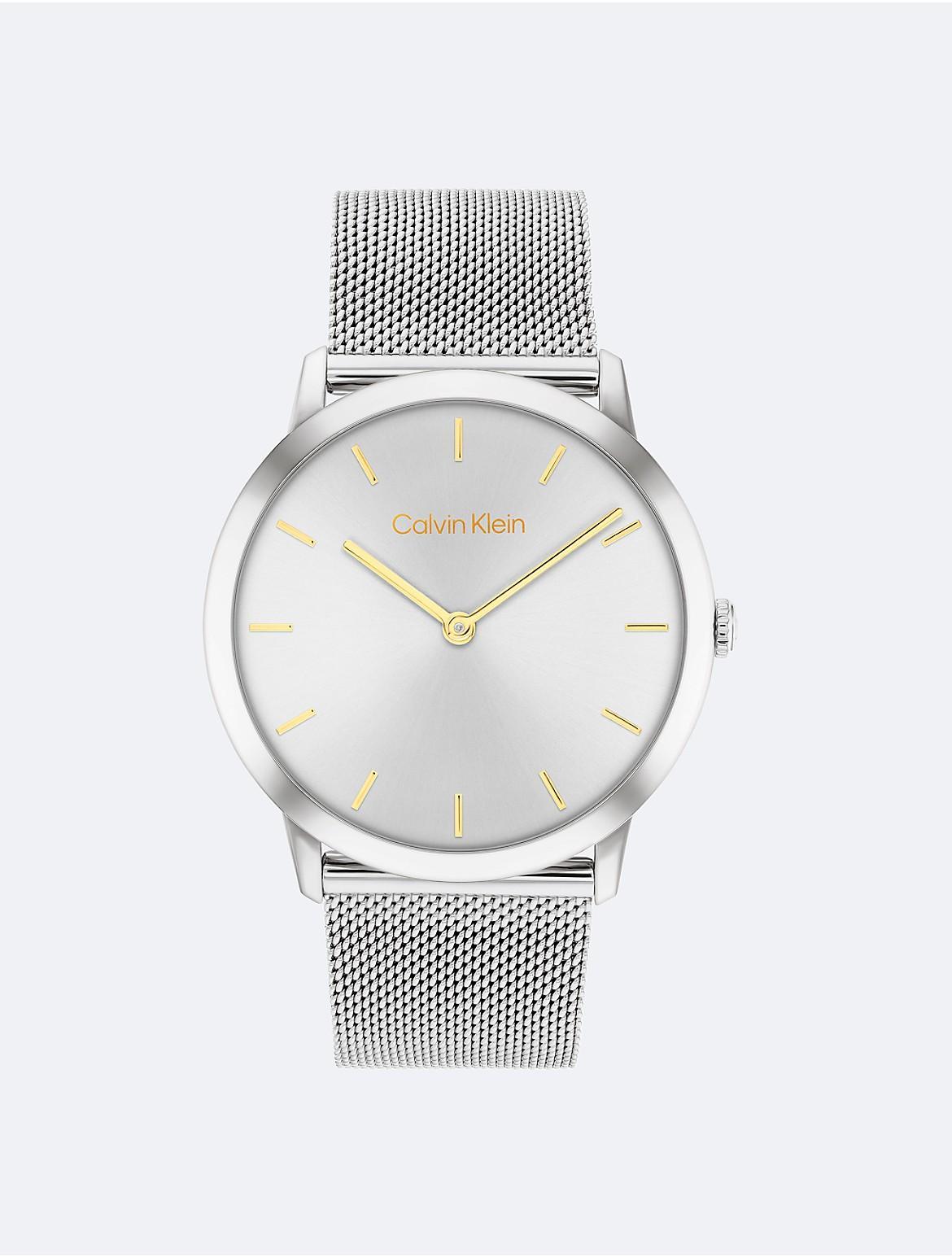 Calvin Klein Womens Exceptional Silver-Tone Stainless Steel Mesh Bracelet Watch 37mm Product Image