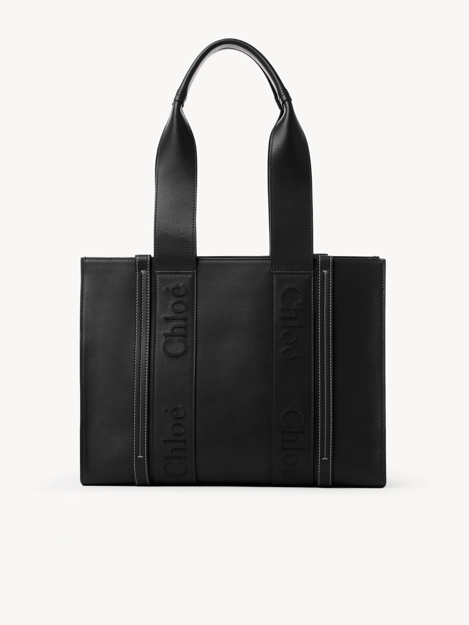 Woody tote bag in soft leather Product Image