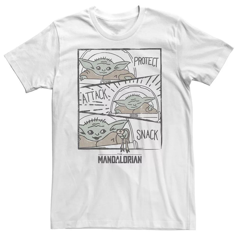 Big & Tall Star Wars The Mandalorian The Child Protect Attack Snack Tee, Men's, Size: Large Tall, White Product Image