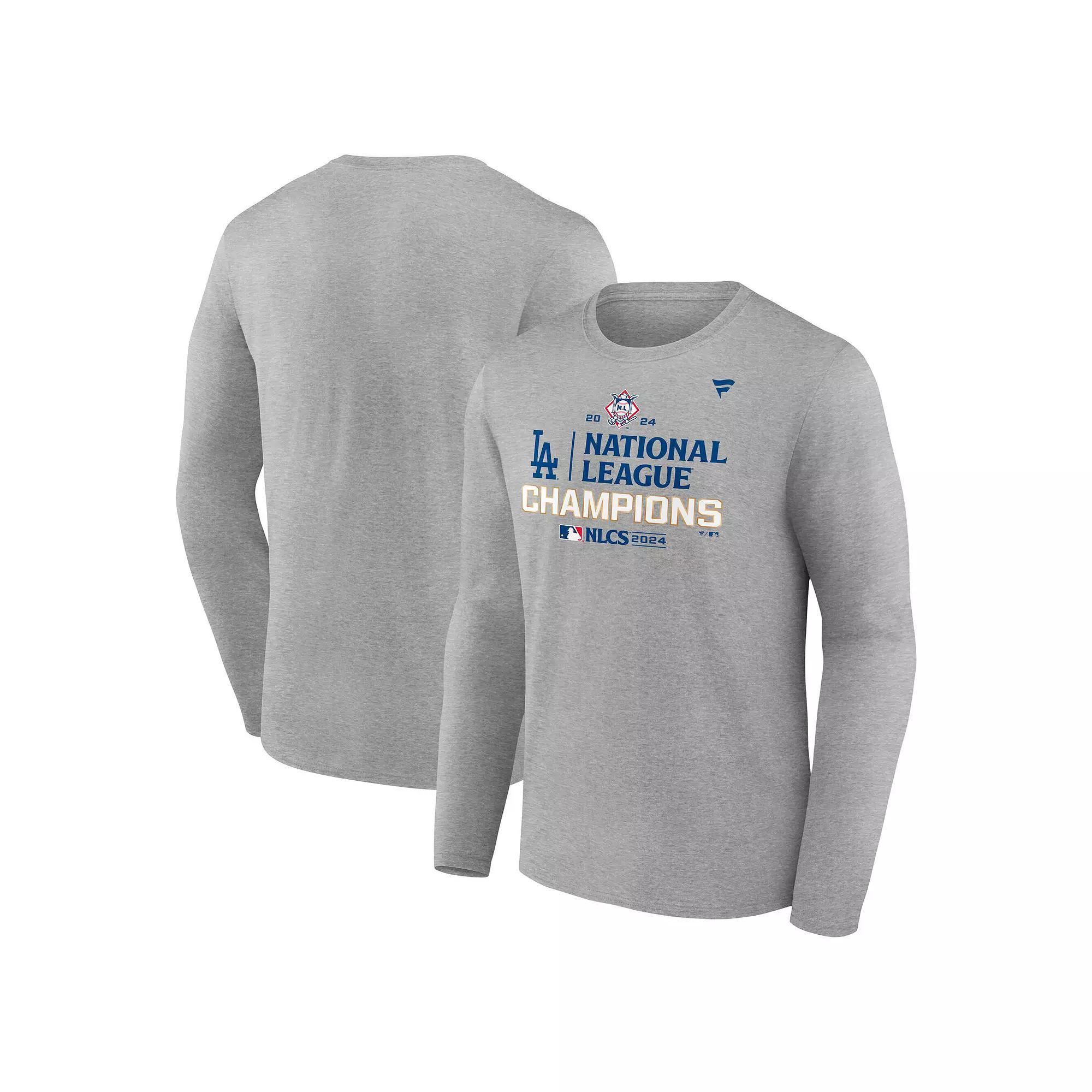 Men's Fanatics Heather Gray Los Angeles Dodgers 2024 National League Champions Locker Room Long Sleeve T-Shirt, Size: 3XL, Grey Product Image