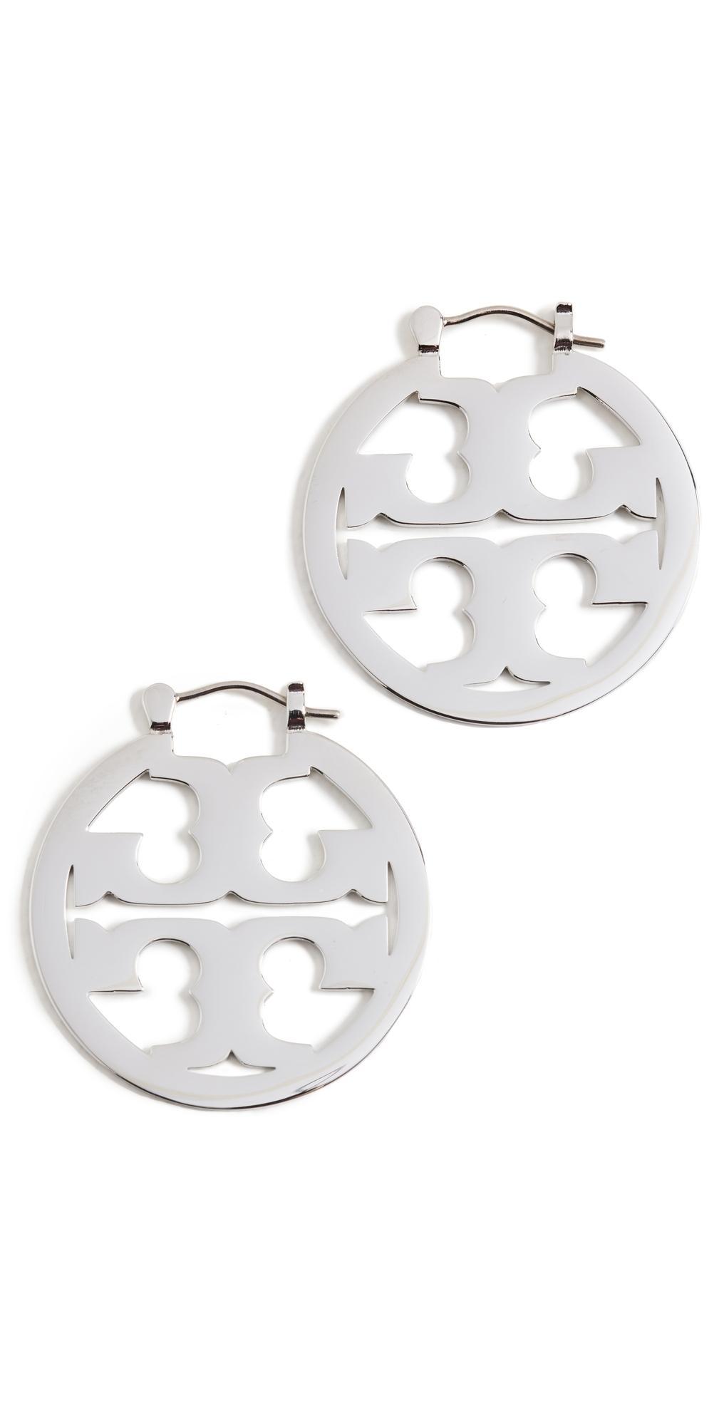 Tory Burch Small Miller Hoop Earrings Tory Silver One Size Product Image