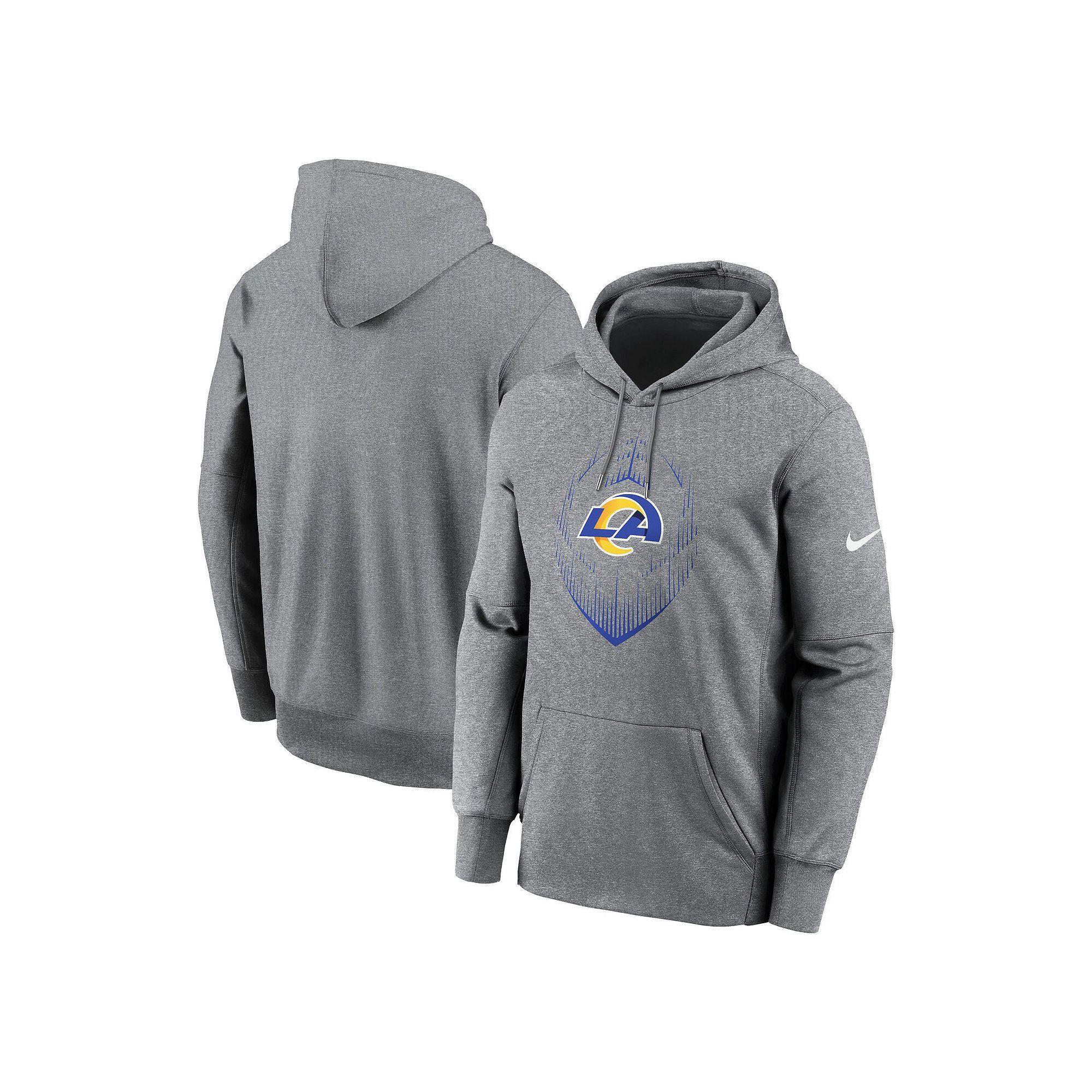 Men's Nike Heather Gray Los Angeles Rams Icon Performance Pullover Hoodie, Size: 3XL, Grey Product Image