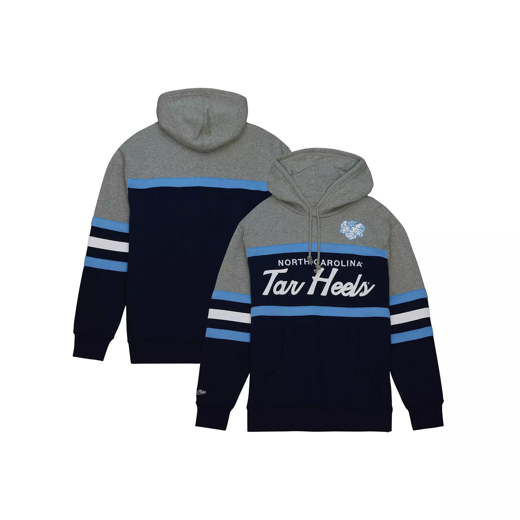 Men's Mitchell & Ness  Navy North Carolina Tar Heels Head Coach Pullover Hoodie, Size: Large, Blue Product Image