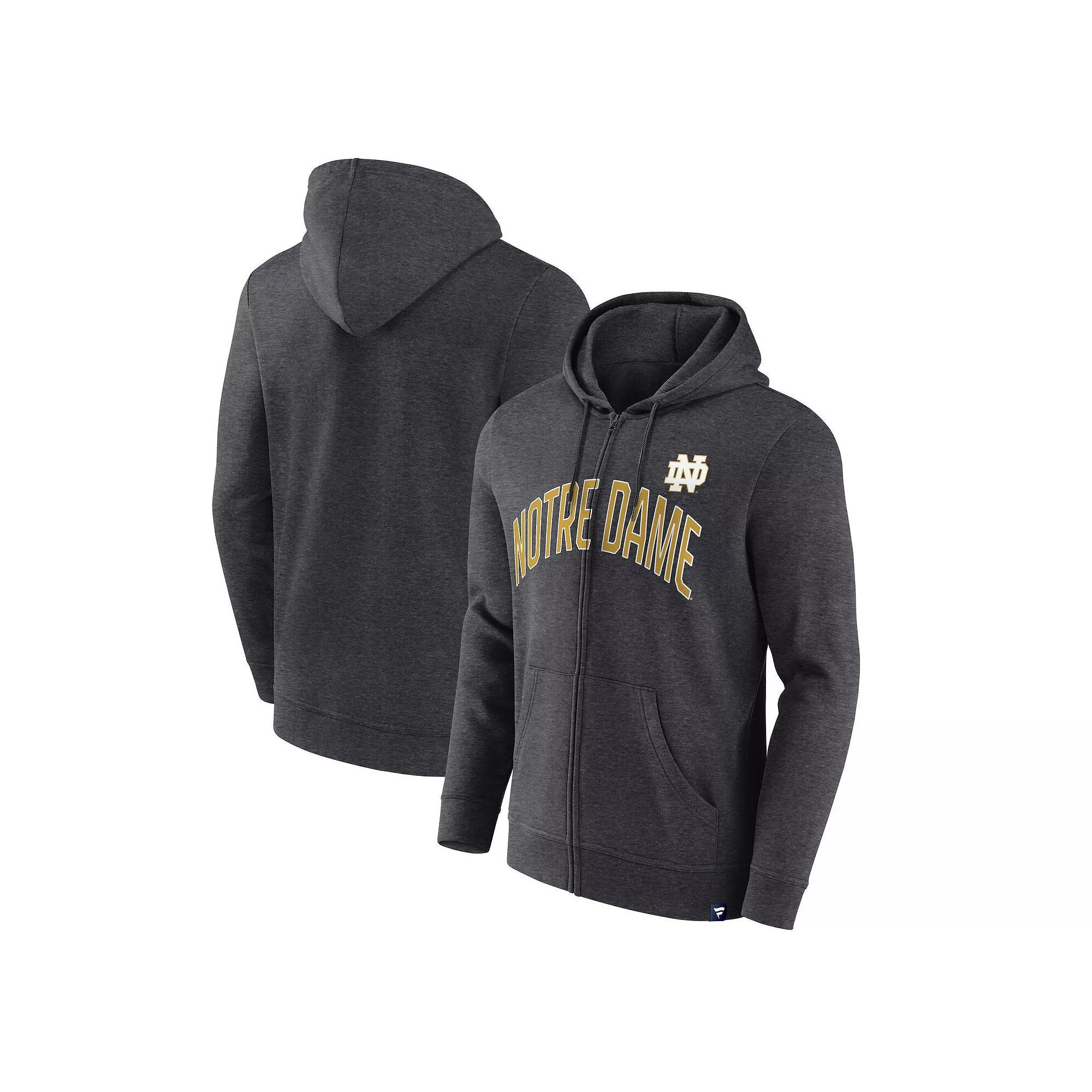 Men's Fanatics Heather Charcoal Notre Dame Fighting Irish Iconic Fleece Full-Zip Hoodie,  Product Image