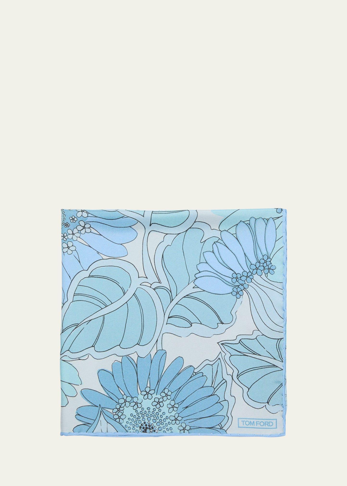 Mens Floral-Print Silk Pocket Square Product Image